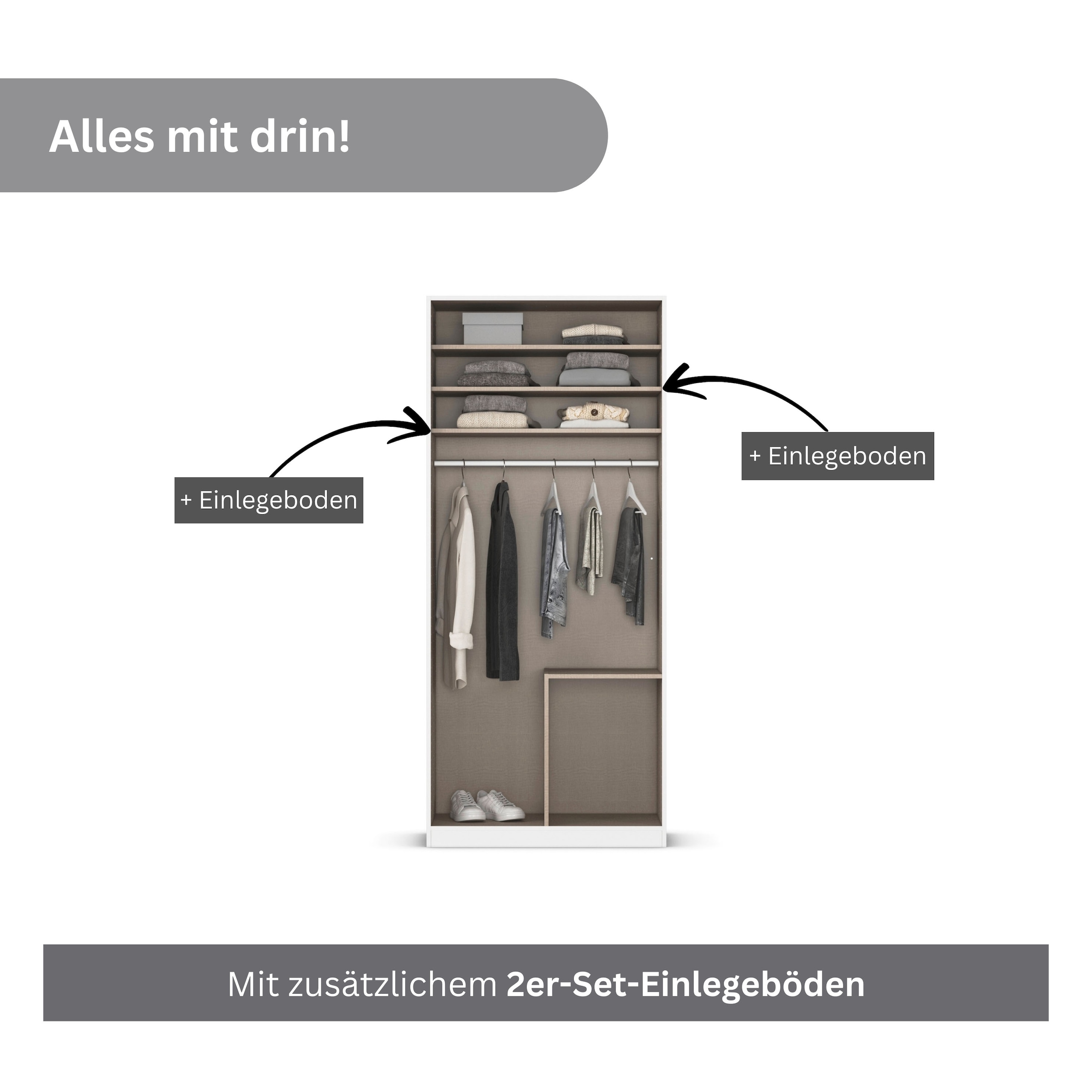 rauch Drehtürenschrank »Kleiderschrank Kleiderschränke Schrank Garderobe AGORDO mit Glasfront« in zwei Griff-Farben, Breiten 91-360 cm,  mit Außenschubkästen, in 7 Breiten und 2 Höhen MADE IN GERMANY