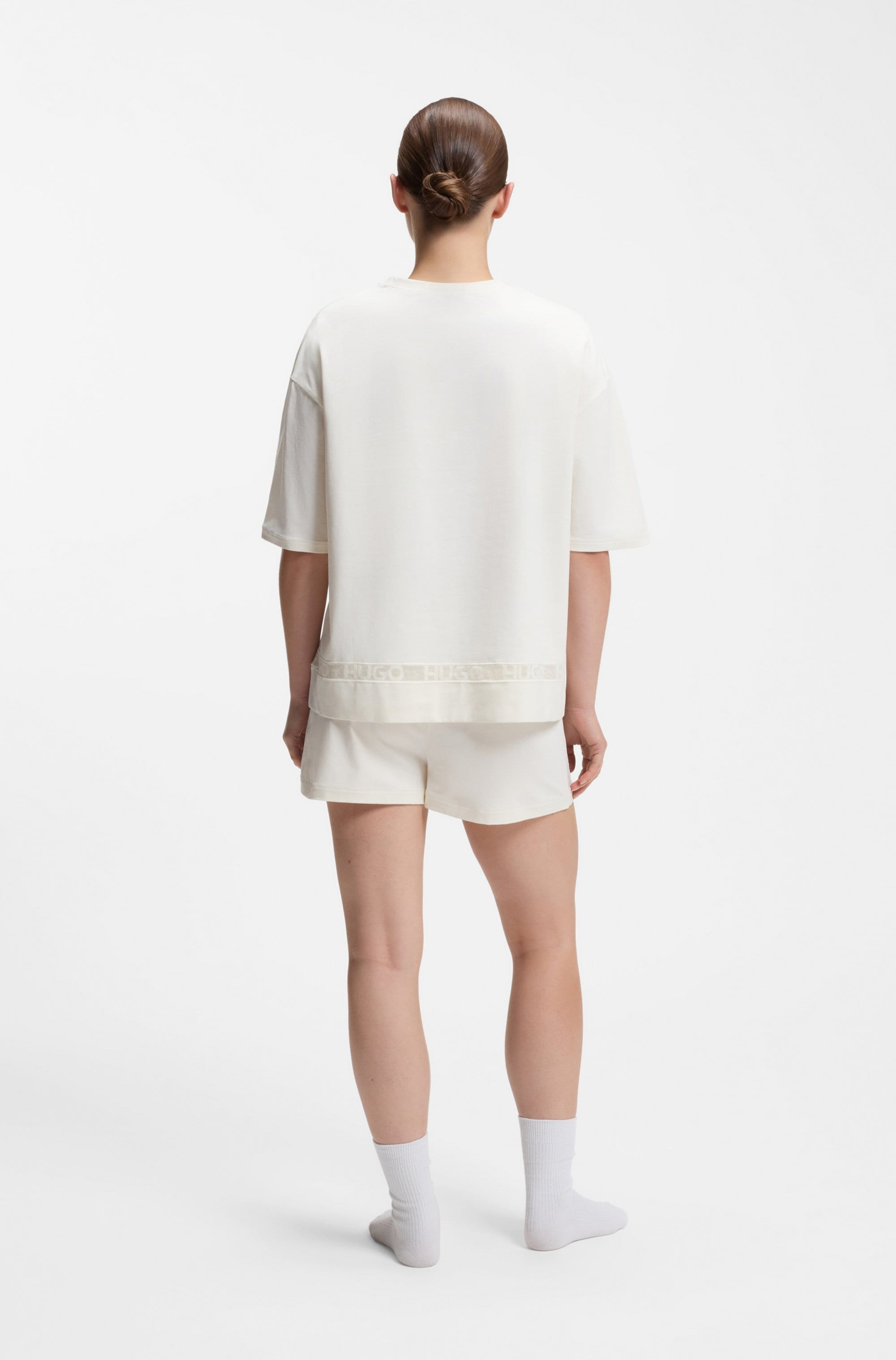 HUGO Underwear Pyjama »MESH LOGO SHORT-SET« Set, 2 Stretch-Baumwolle im Relaxed Fit