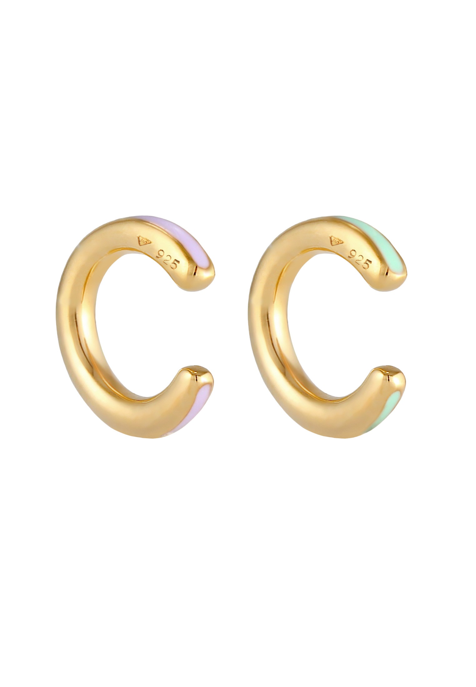 Elli Schmuckset »Ohrringe Buntes Emaille Earcuff 2er Set 925 Silber«
