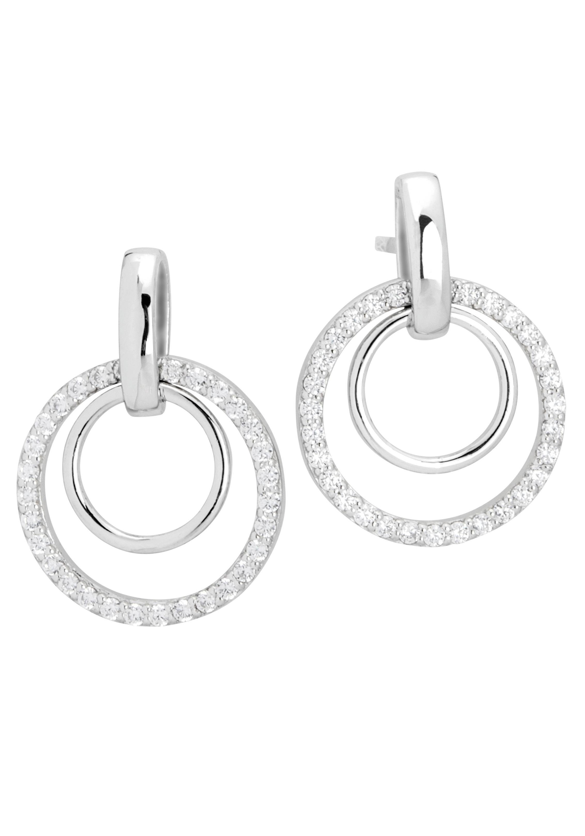 NANA KAY Paar Ohrstecker »Swinging Silver, Kreise, ST1591«, mit Zirkonia (synth.)