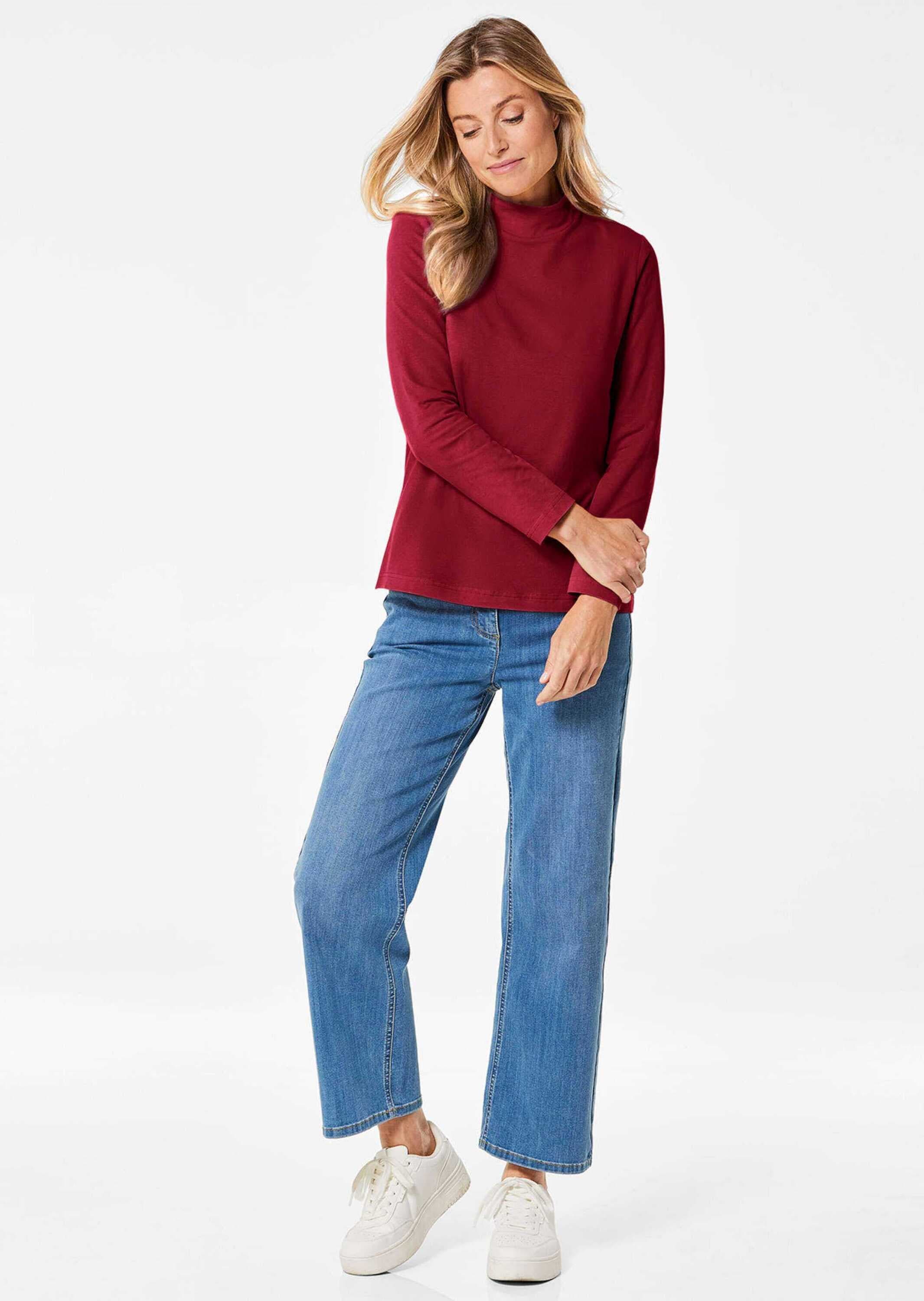 GOLDNER Longpullover »Kurzgröße Stehkragenshirt mit Langarm« Ohne