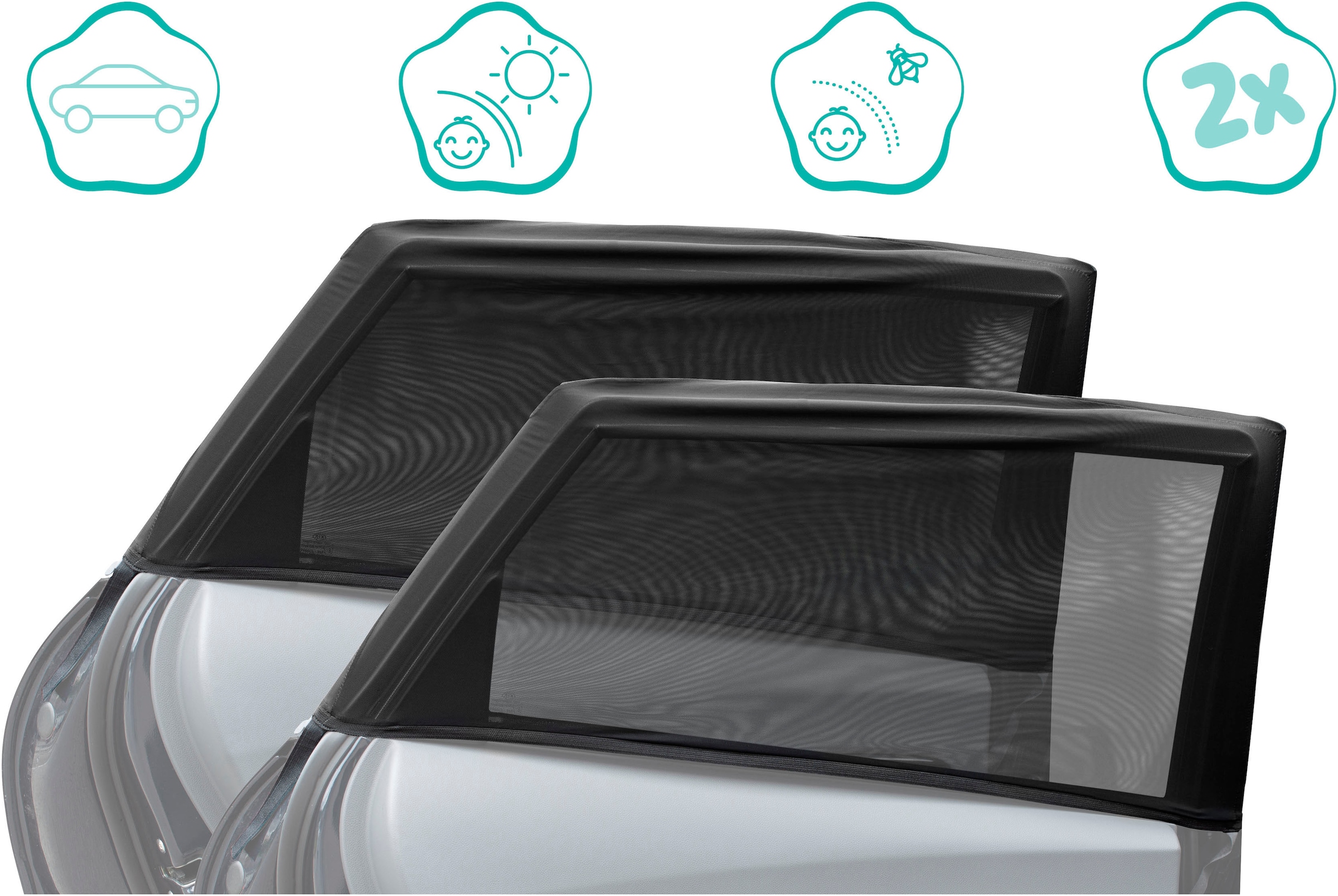 Fillikid Autosonnenschutz »SNCS0001 Window Sock - Sonnenschutz fürs Auto«, (Set, 2 St.), leicht anzuziehen wie eine Socke