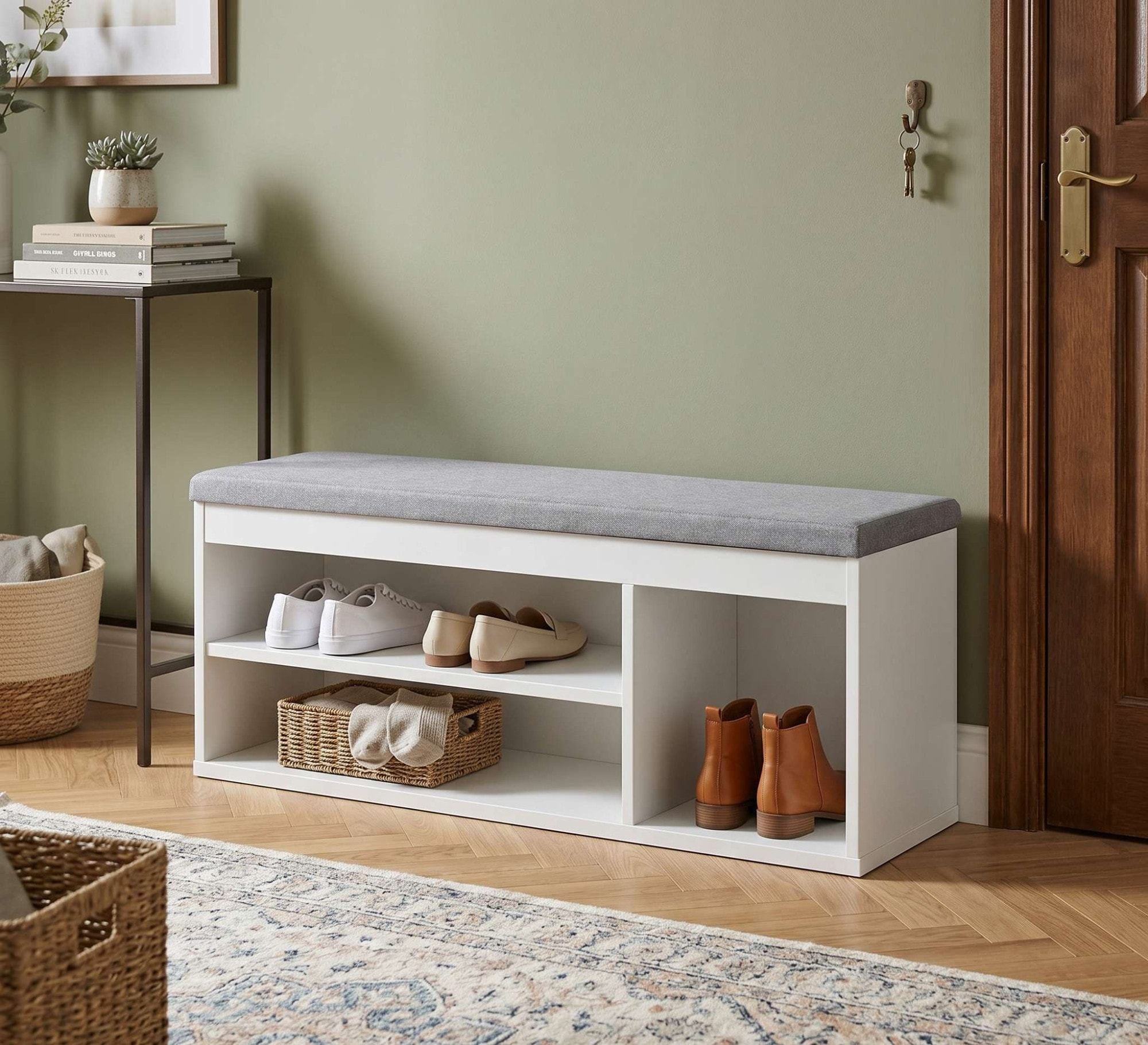 OTTO home Schuhbank »Schuchschrank 100,  Schuhregal, Schuhtruhe, Schuhkommode, Sitzbank« Inkl. bequemem Sitzkissen mit Stauraum darunter