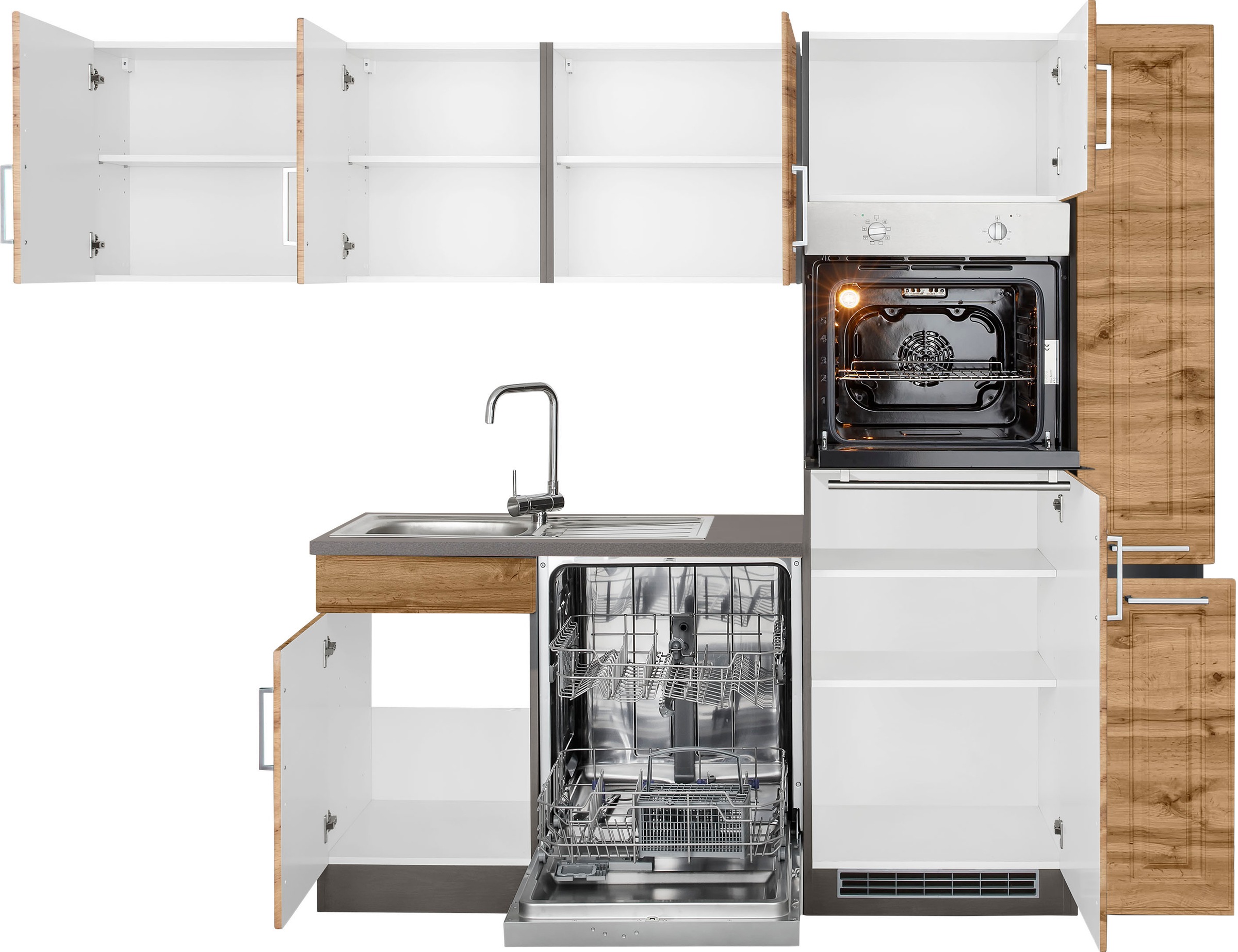 KOCHSTATION Winkelküche »KS-Stockholm«, Stellbreite 260/170 cm, mit E-Geräten, MDF Frontenl