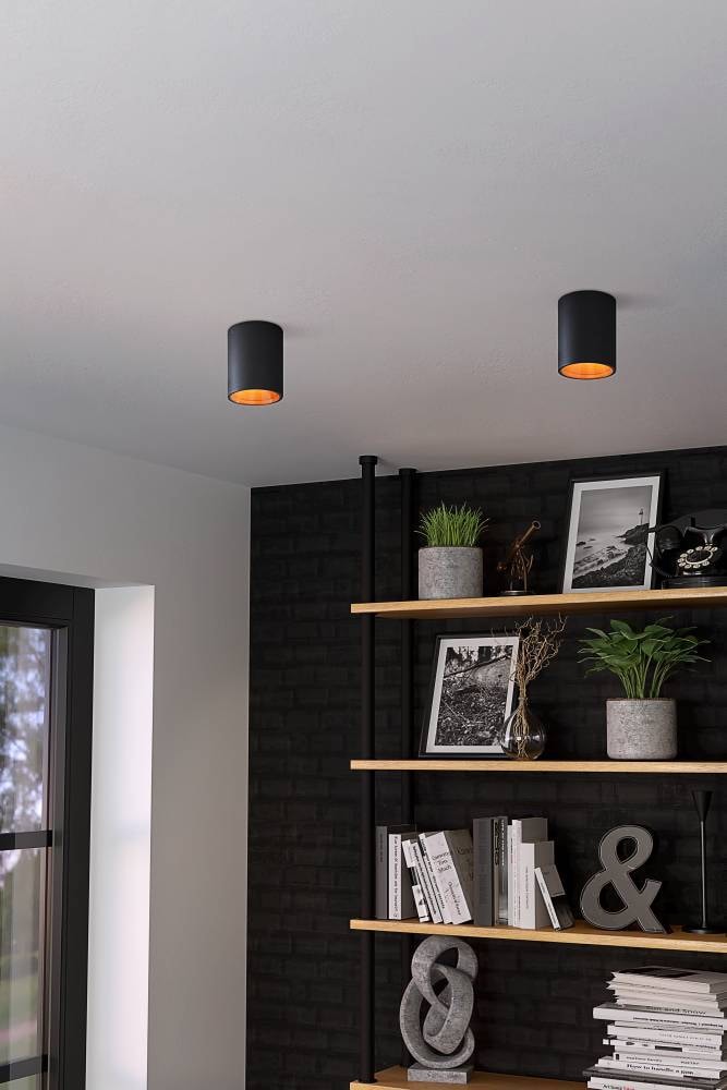 EGLO Deckenleuchte »POLASSO«, 1 flammig, Leuchtmittel LED-Modul | LED wechselbar, Deckenlampe, Aluminium, Kunststoff, Farbe: Schwarz, kupfer, Ø: 10 cm