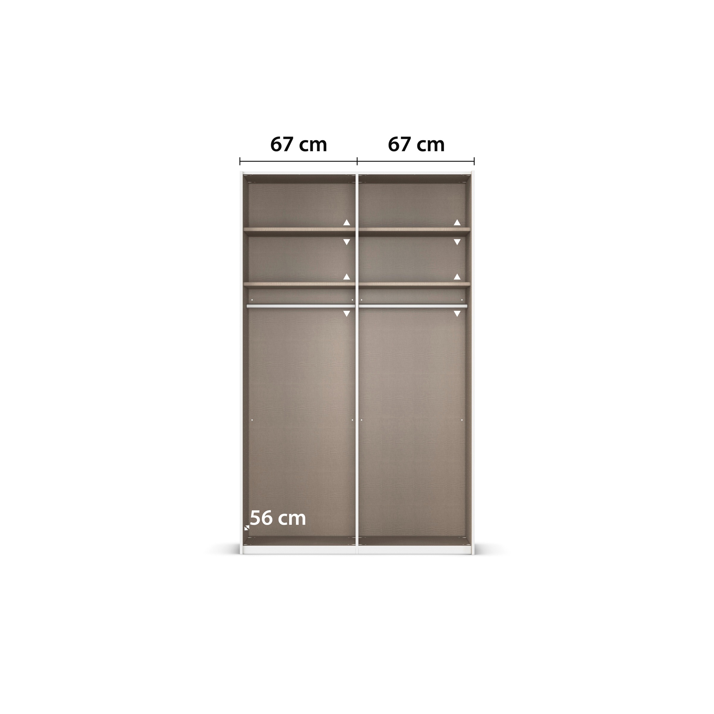 rauch Schwebetürenschrank »Kleiderschrank Schrank Garderobe Schlafzimmerschrank EVELYN«, in elegantem Stil, in 5 Breiten, Griffe in Korpusfarbe MADE IN GERMANY