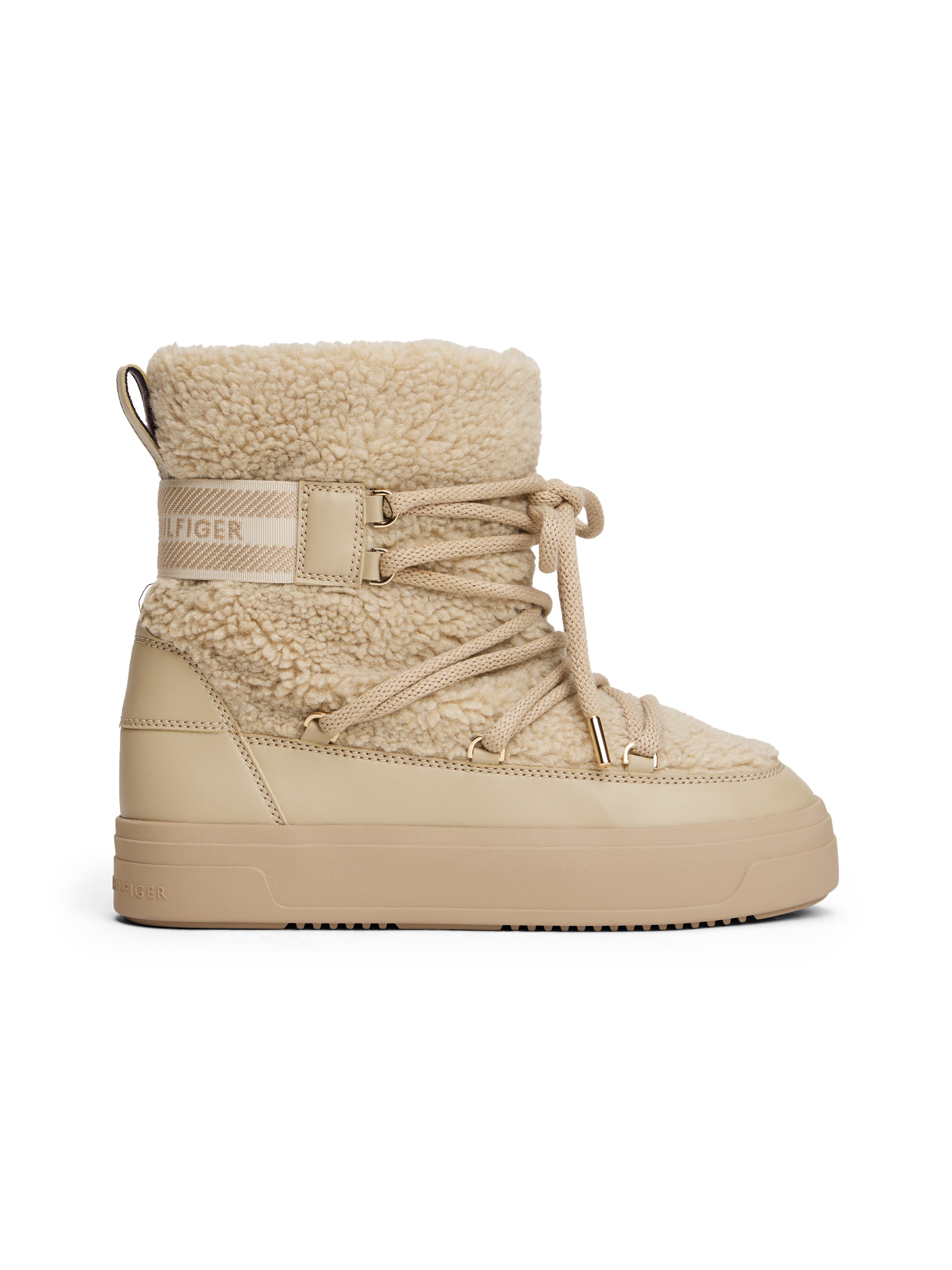 Tommy Hilfiger Winterboots »FAUX SHEARLING SNOWBOOT«  , Winterstiefelette, Outdoorschuh mit aufgesetzter Schnürung