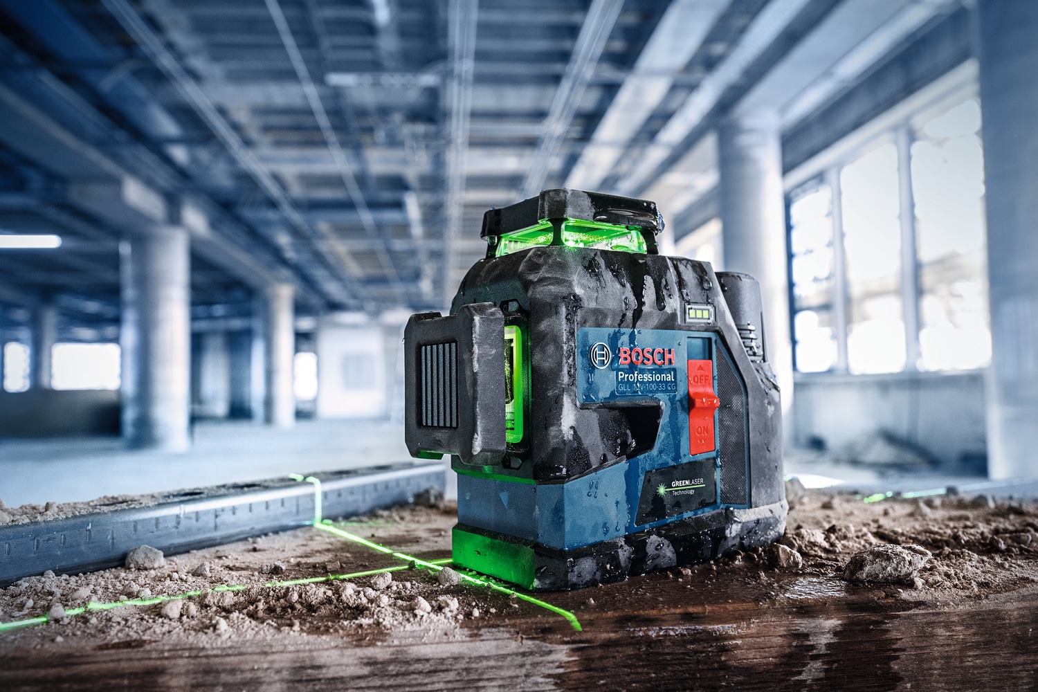 Bosch Professional Kreuzlinienlaser »»GLL 12V-100-33 CG««, Inkl. 1x Akku GBA 12V 2.0Ah, in L-BOXX 136 und Universalhalter LB 10