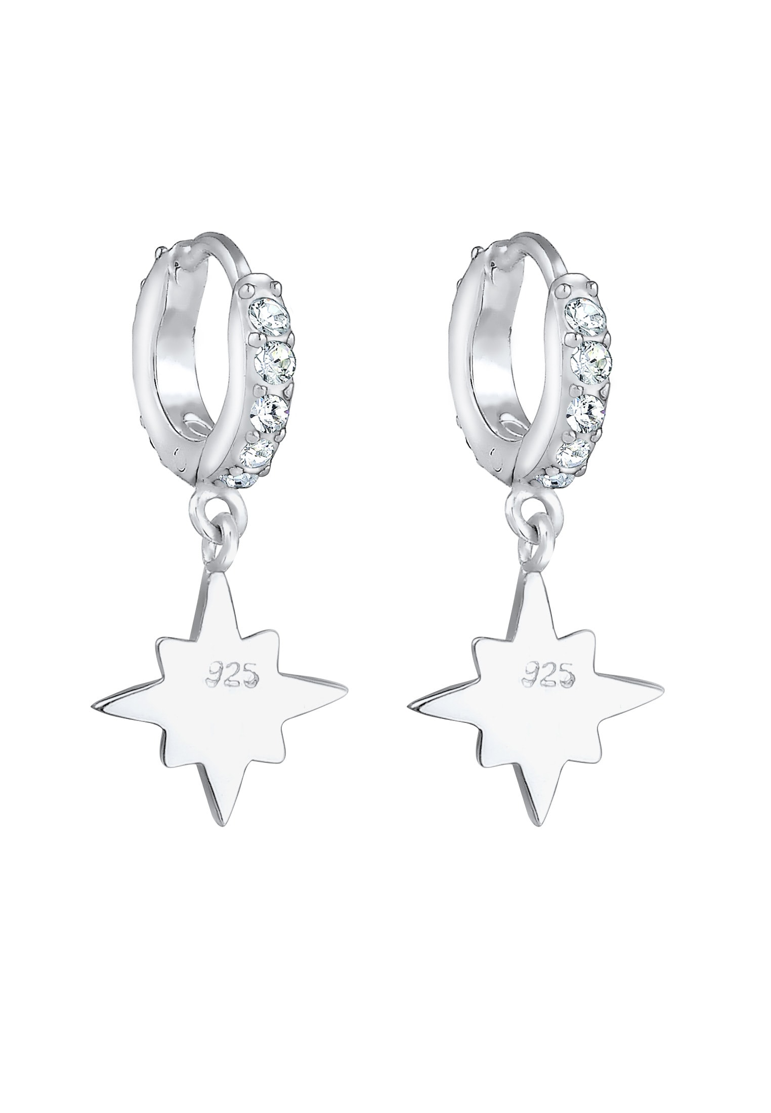 Elli Paar Creolen »Ohrringe Stern Weiß 925 Sterling Silber, mit Kristallen von Swarovski®«