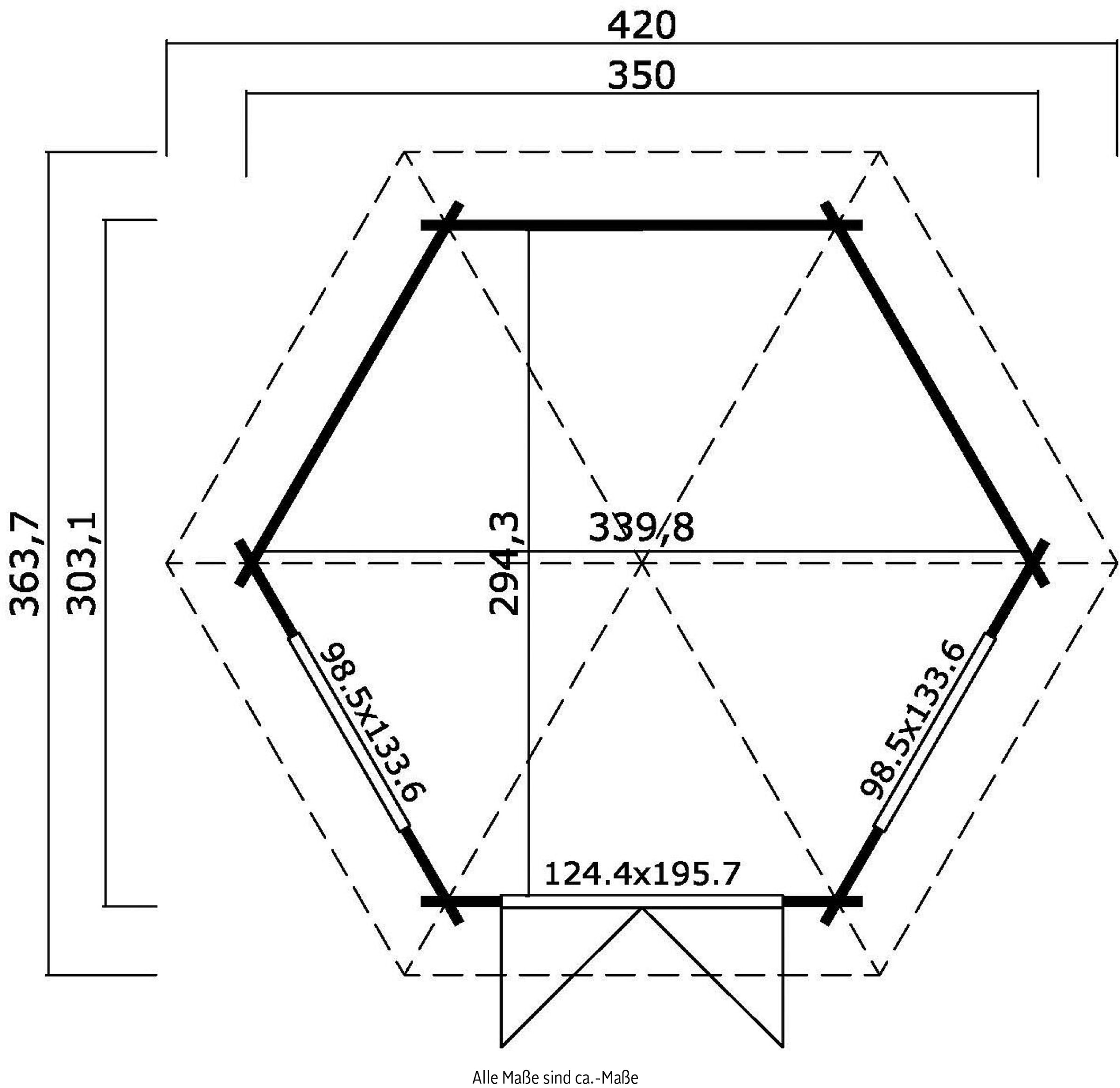 LASITA MAJA Pavillon »Rivera«, (Set, Inklusive Fussbodenbretter zum verlegen), BxT: 363,7x420 cm, Fichtenholz