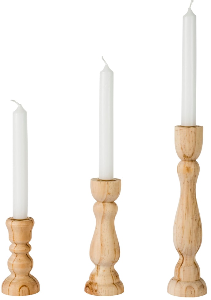 Schneider Kerzenhalter »Ricco«, (Set, 3 St.), aus Holz, Höhe ca. 11 cm + 17  cm + 25 cm bestellen bei OTTO