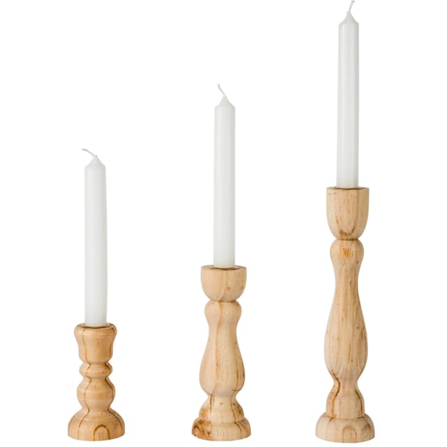 Schneider Kerzenhalter »Ricco«, (Set, 3 St.), aus Holz, Höhe ca. 11 cm + 17  cm + 25 cm bestellen bei OTTO