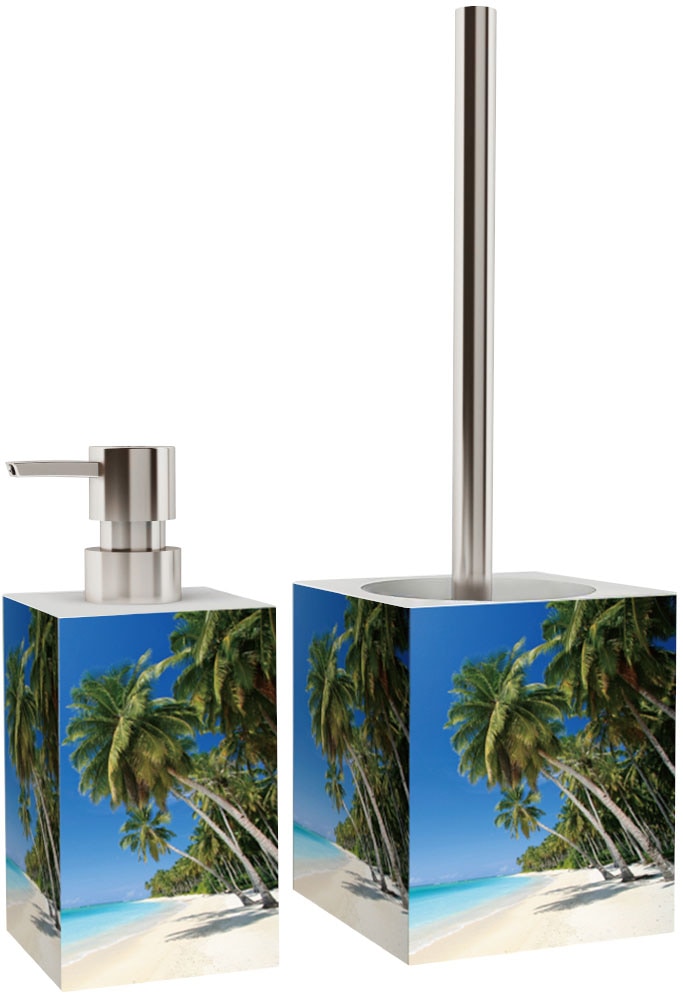 Sanilo Badaccessoire-Set »Karibik« bestehend aus WC-Sitz, Badteppich, Stöpsel, Seifenspender, WC-Bürste