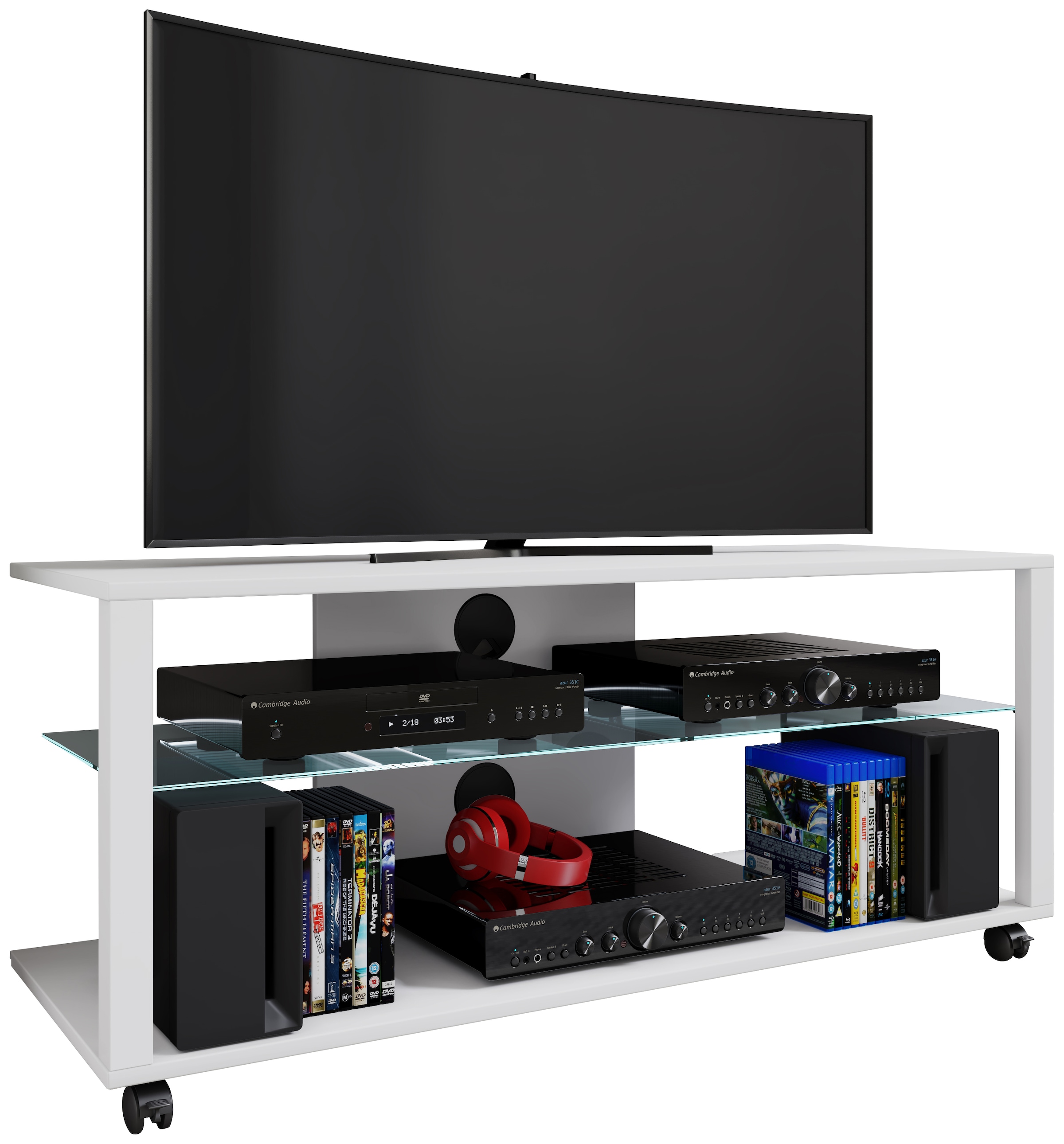 VCM TV-Board »VCM TV Möbel | Lowboard | Fernsehregal mit Rollen und ausreichend Stauraum | Maße H. 45 x B. 115 x T. 41 cm | Fernseh Möbel ¿ Folas XL«, (VCM Folas)