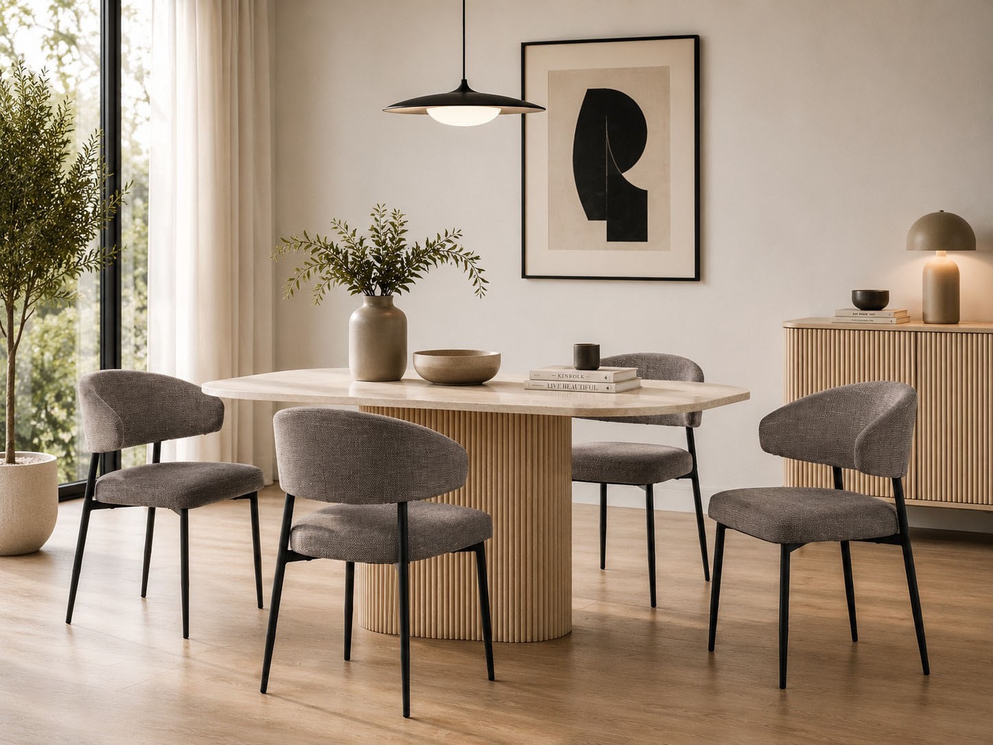 ACTONA GROUP Esszimmerstuhl »Edina 2er Set, Stoff - bequem & stilvoll, mehrere Farben, moderne« () Gepolstert, weicher Bezug & hoher Sitzkomfort, schwarze Stahlbeine