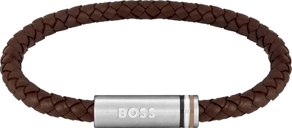 BOSS Lederarmband »ARES SINGLE, 1580623, 1580624«, mit Emaille
