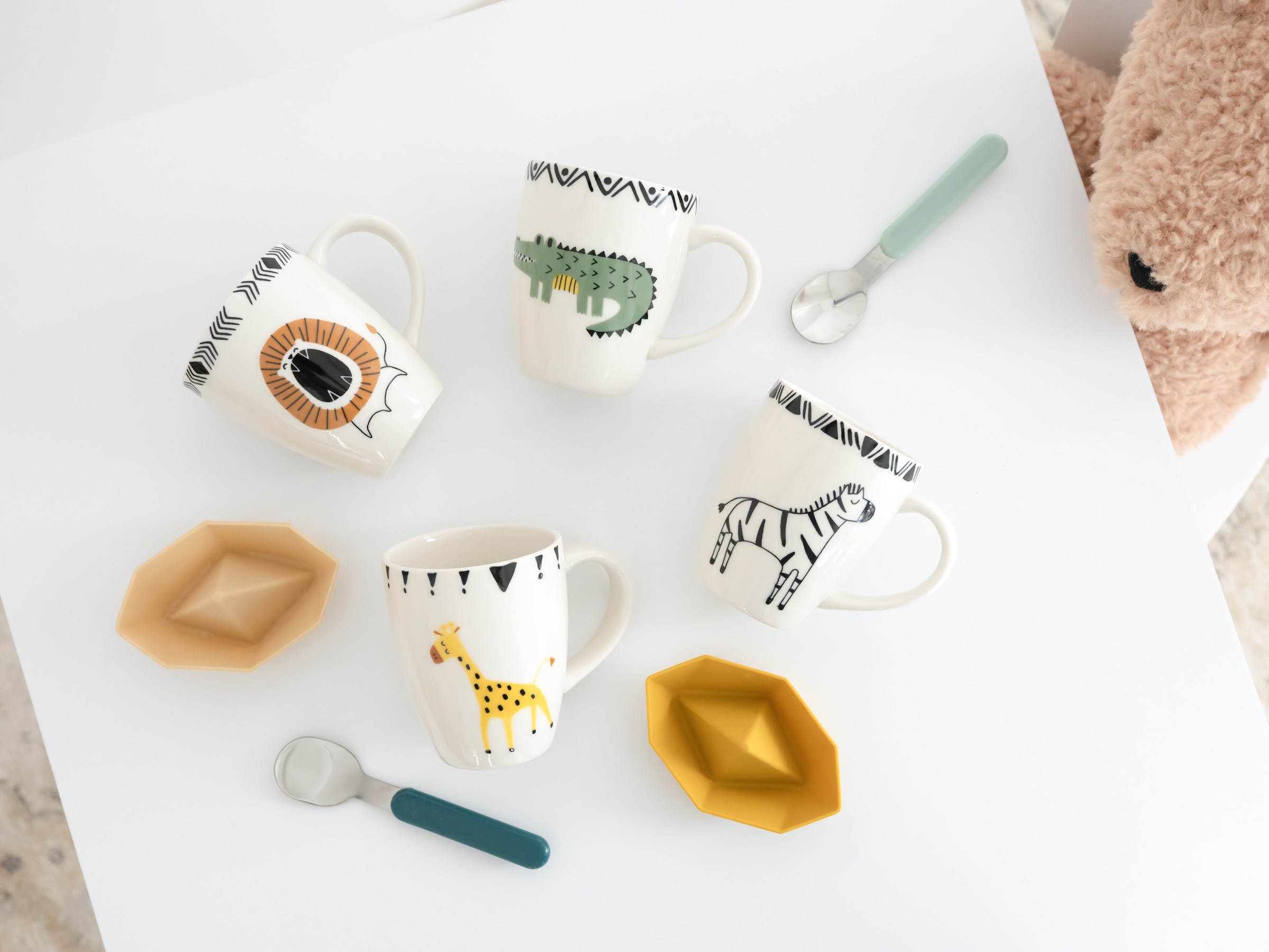 CreaTable Becher »Safari, Becher-Set 4-tlg.« Tiermotive, skandinavischer Stil, Ethno-Style Motive