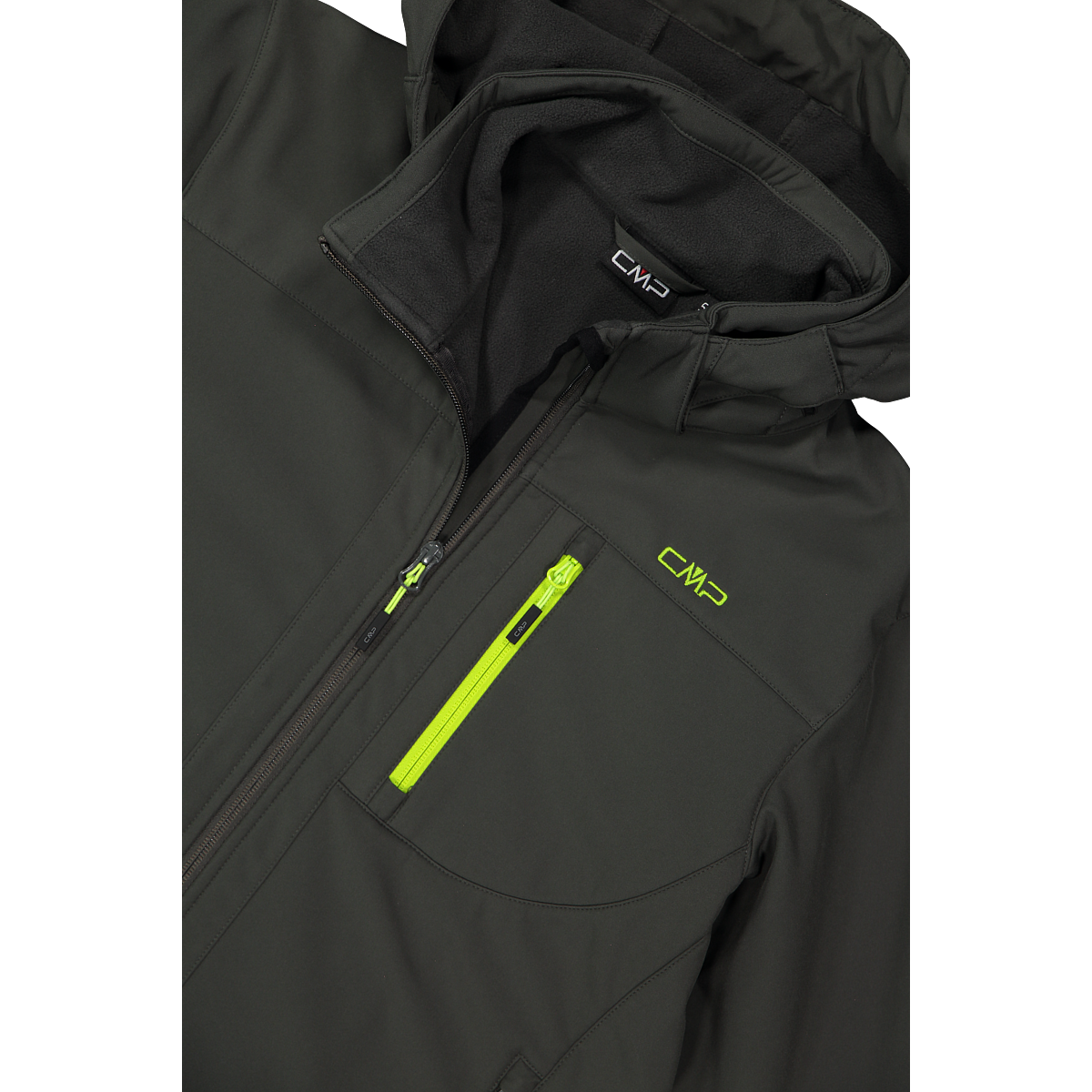 CMP Softshelljacke mit Kapuze mit hochschließendem Kragen, 3-lagig, wasserabweisend, winddicht