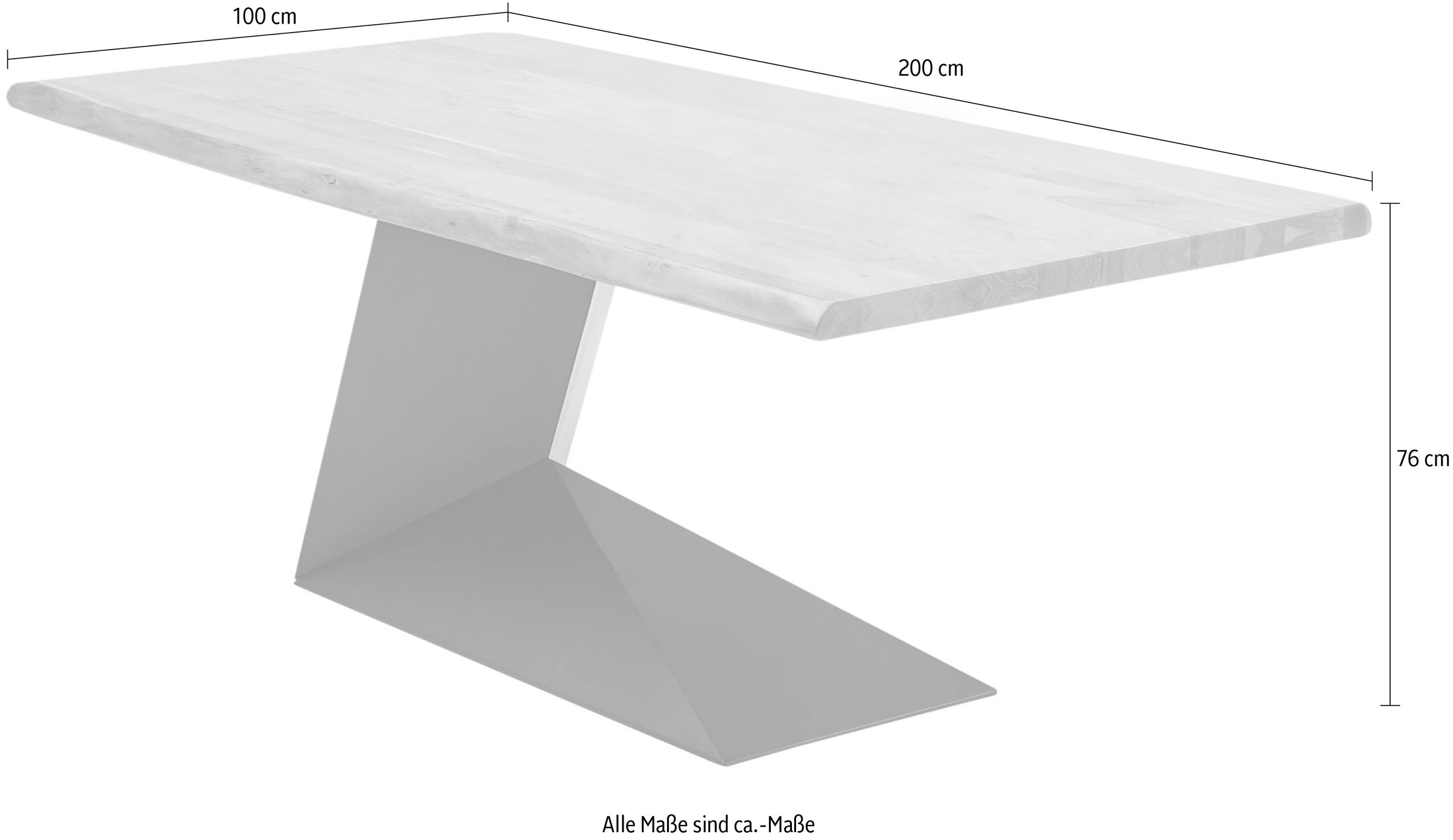 Stolkom Esstisch »Alan Esszimmertisch Massivholz, wahlweise in 240 oder 200 cm breite«, Akazie Massivholz, Flächenbelastung des Tisches ca. 90 kg