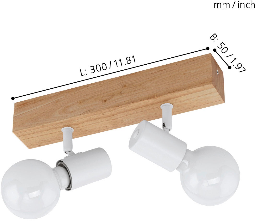 EGLO Deckenspot »TOWNSHEND 3«, 2 flammig, Leuchtmittel E27 | Leuchtmittel wechselbar-ohne Leuchtmittel, Vintage Deckenspot im Industrial Design, Retro Lampe, E27 Fassung