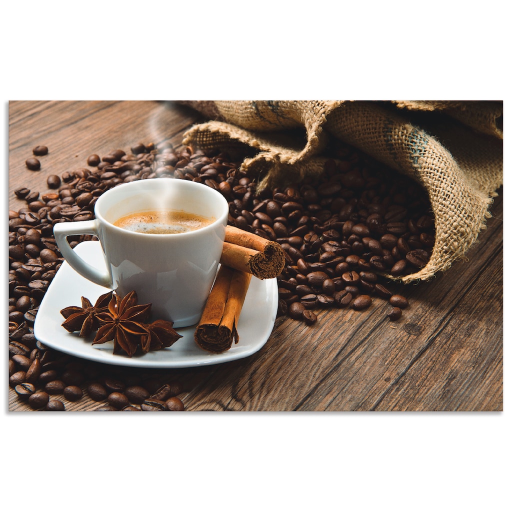 Artland Küchenrückwand »Kaffeetasse Leinensack mit Kaffeebohnen«, (1 tlg.)