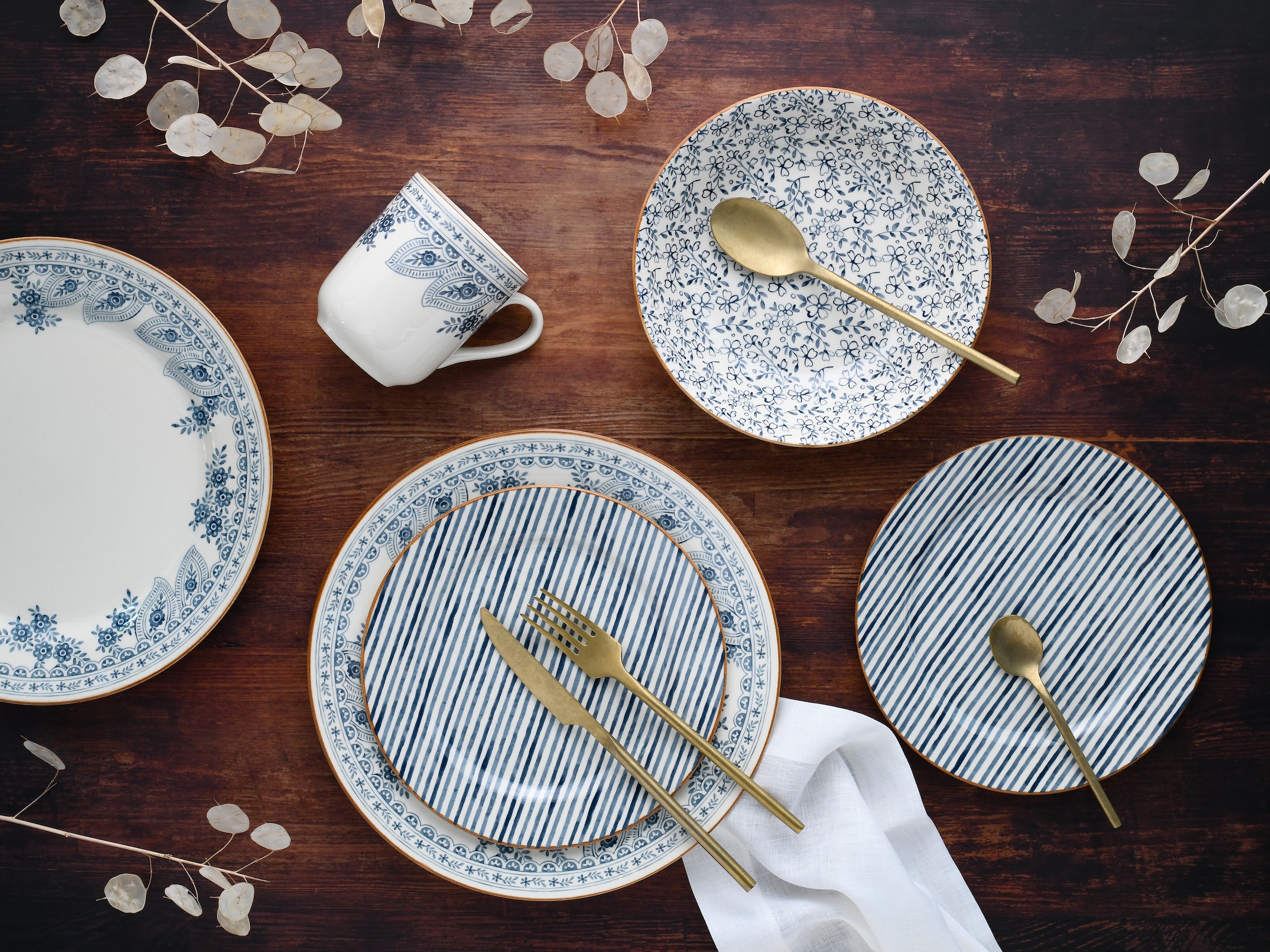 CreaTable Kombiservice »Euböa, Kombi-Service 16-tlg« Blaue Motive