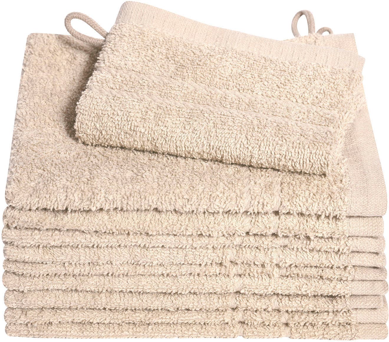 Dyckhoff Waschhandschuh »Kristall« mit Bordüren in beige, Größe B/L: 16 cm x 21 cm