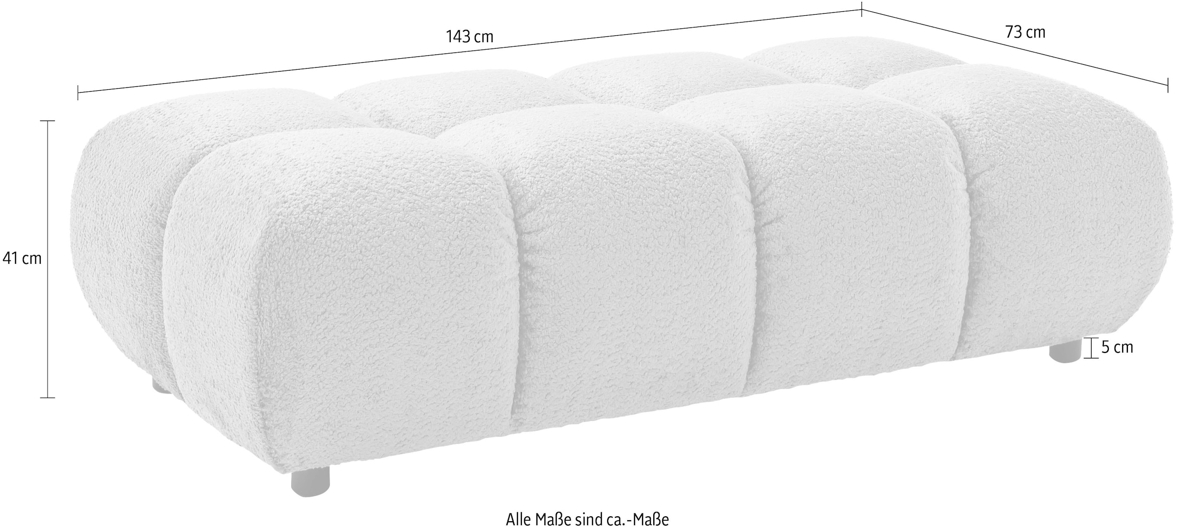 Home affaire Polsterhocker »Cozy Bubble, mit eleganter Steppung, weich gepolstert, 143x73 cm« 1 Stk. tlg. passend zum Sofa und dem drehbaren Sessel der Graceland-Serie