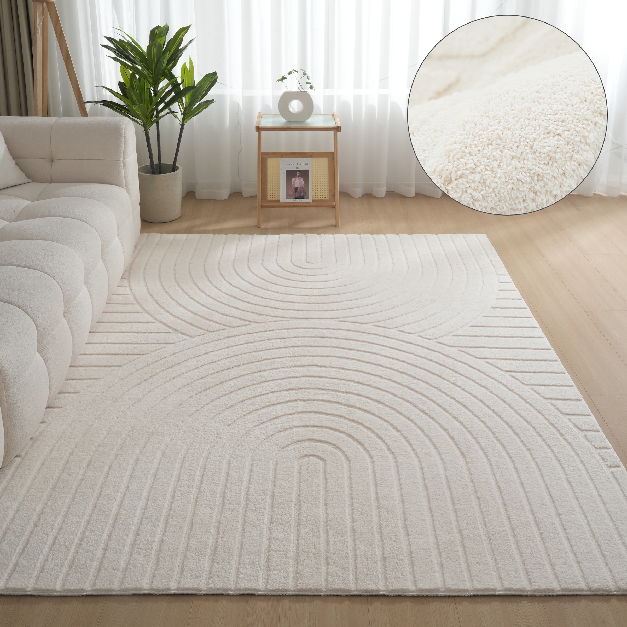 OTTO home Teppich »Cali Regenbogen, Hoch-Tief-Effekt« rechteckig 15 mm Höhe Uni-Farben, flauschig, waschbar, Wohnzimmer, Schlafzimmer