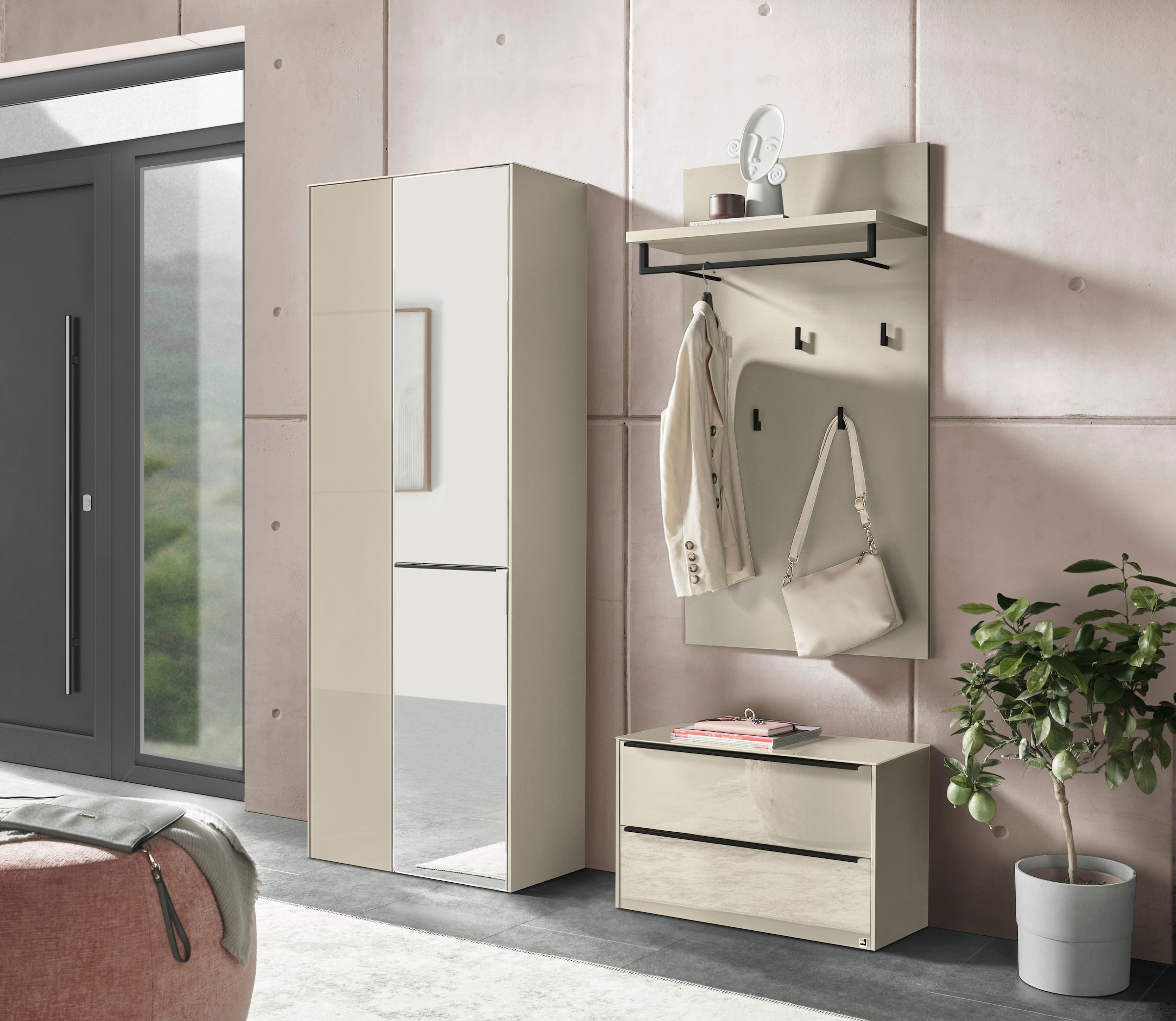 set one by Musterring Garderobenpaneel »reno-Dielen« 2 Farben verfügbar, 69 x 123 cm, cleverer Stauraum auf kleiner Fläche