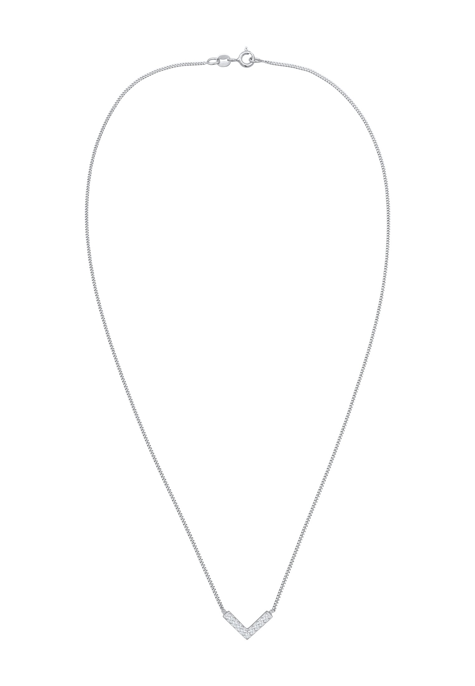 Elli Silberkette »Halskette Zirkonia V-Form Elegant 925 Silber«