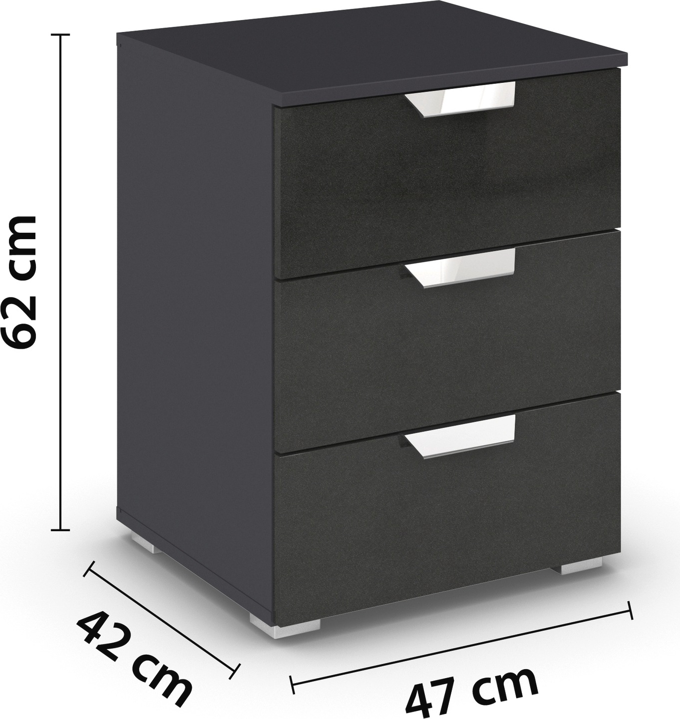 rauch Nachtkommode »Glamour by Aditio«, mit Hochglanzfront, 3 Schubladen mit Softclose-Funktion