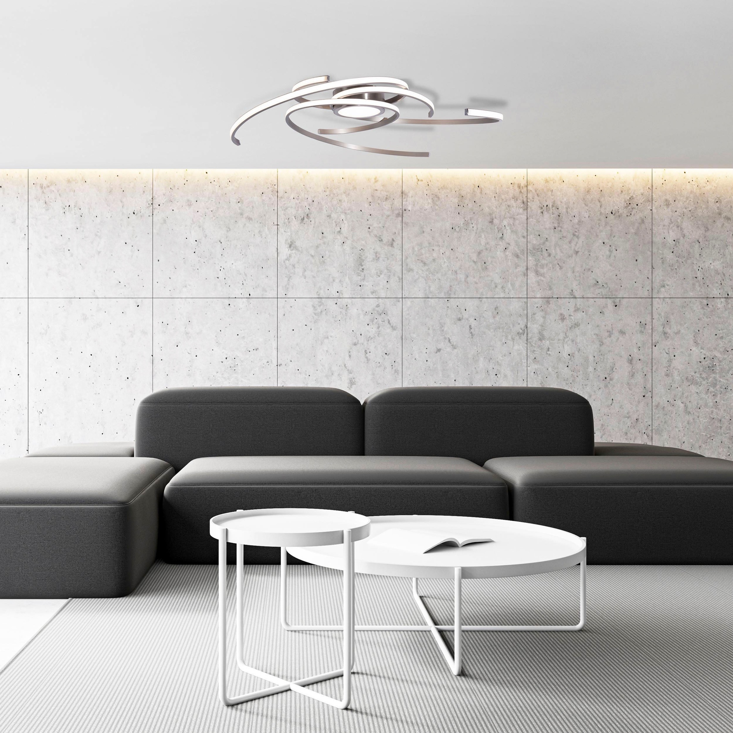 näve LED Deckenleuchte »Radon«, 1 flammig, Leuchtmittel LED-Modul | LED fest integriert, Deckenlampe, warmweiß, 35W, 3-Stufen-dimmbar, D: 75cm, satin-nickel
