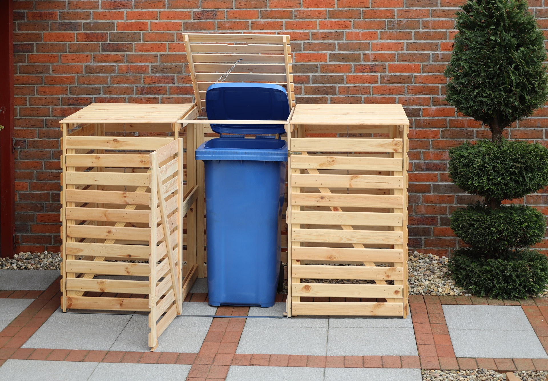 promadino Mülltonnenbox »Vario V«, für 3 x 240 l, holzfarben