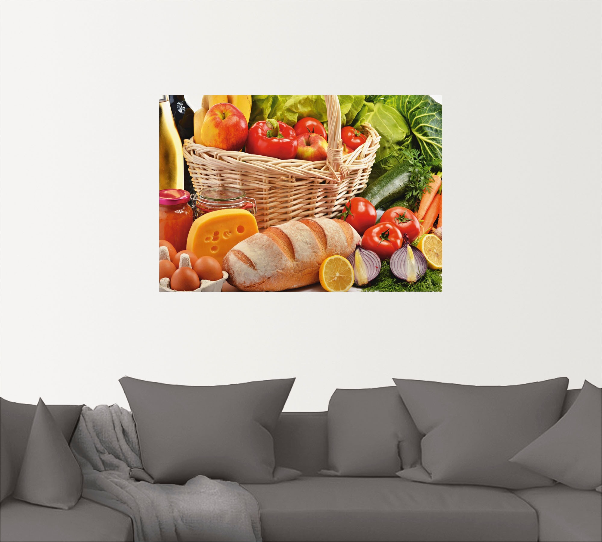 Artland Wandbild »Gesund Leben - Obst und Gemüsekorb«, Lebensmittel, (1 St.), als Alubild, Leinwandbild, Wandaufkleber oder Poster in versch. Größen