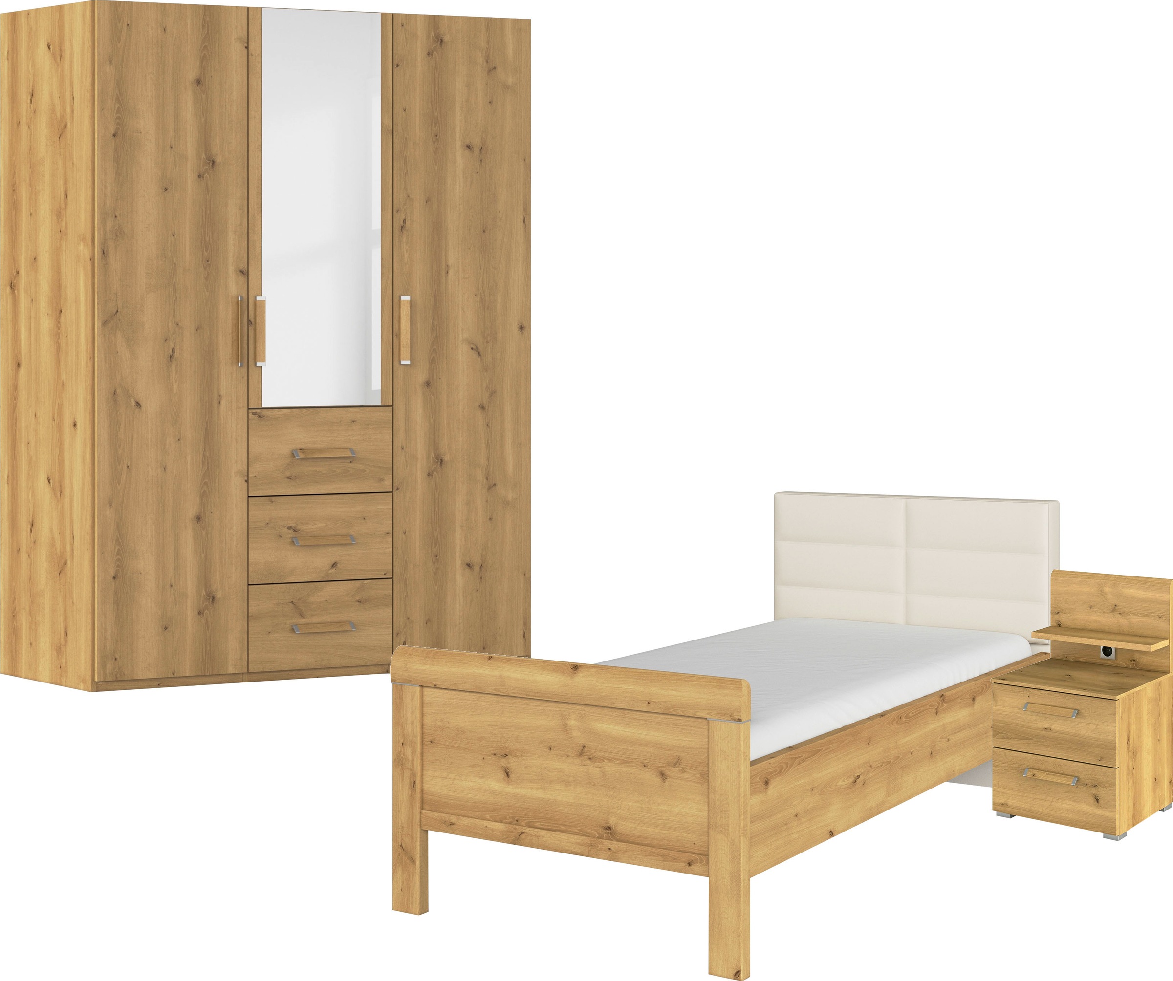 Rauch Schlafzimmer-Set »Komplettschlafzimmer Schlafzimmer EVELYN« Set, 3 Stk. tlg. Schrank und Bett in 2 Breiten, Nachttisch mit Paneel MADE IN...