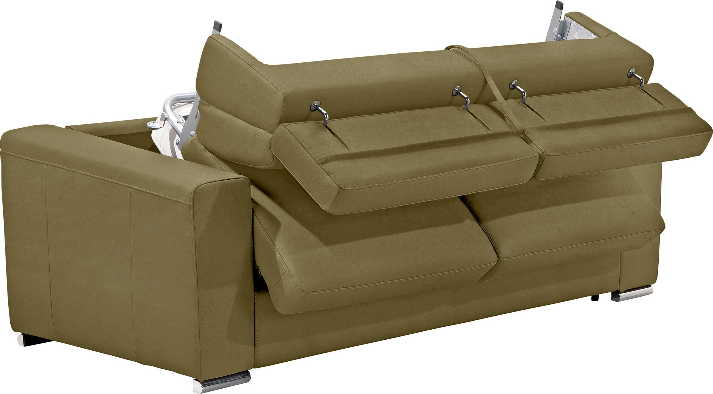 Egoitaliano Schlafsofa »Cabiria, Design und super Sitz- und Liegekomfort«, Sofa inkl. Schlaffunktion, Kopfteile verstellbar, mit Metallfüßen