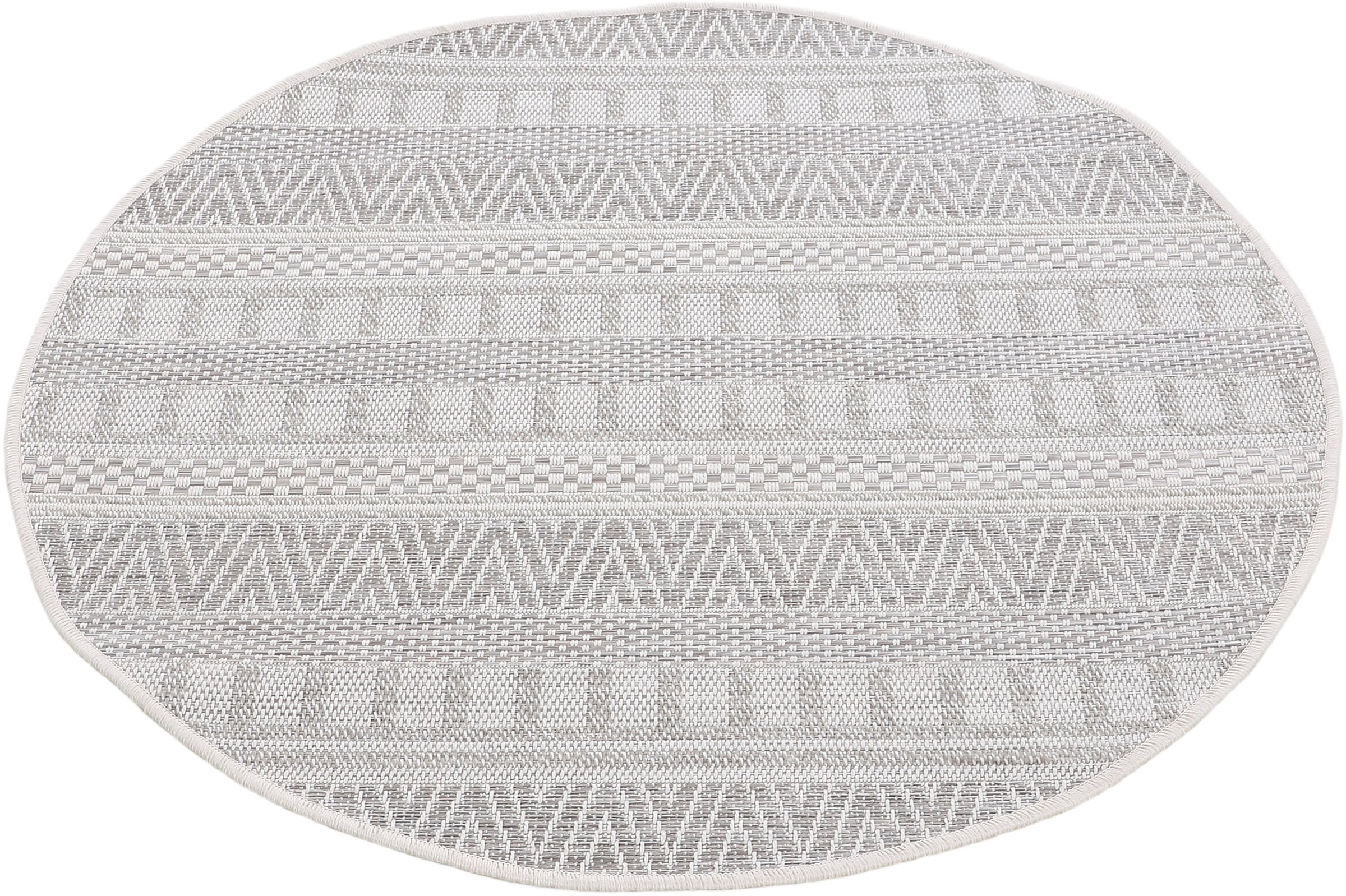 carpetfine Teppich »Boho 100«, rund, 4 mm Höhe, robustes Flachgewebe, Sisal Optik, UV-beständig, Außenbereich