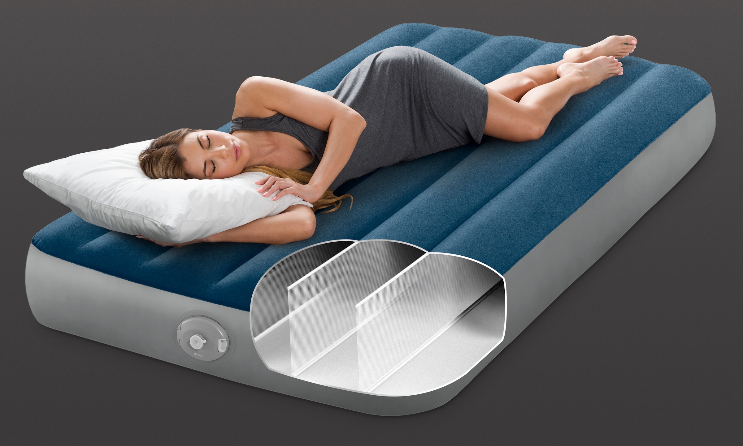 Intex Luftbett »Dura Beam Prestige Downy Twin mit wiederaufladbarer Luftpumpe«