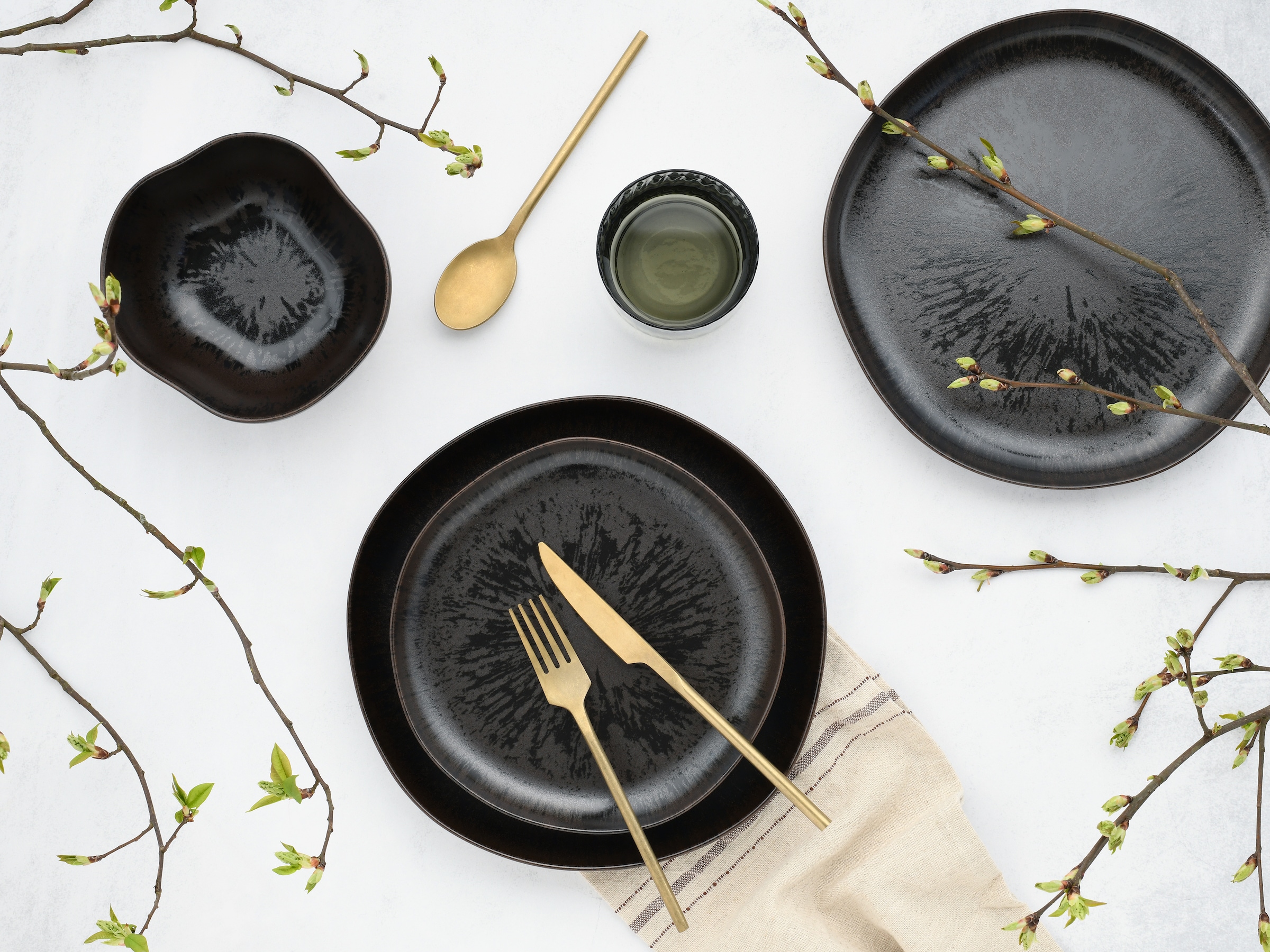 CreaTable Teller-Set »Natura Organic Rusty, Tellerset 12-tlg« Seidenmatte Effektglasur