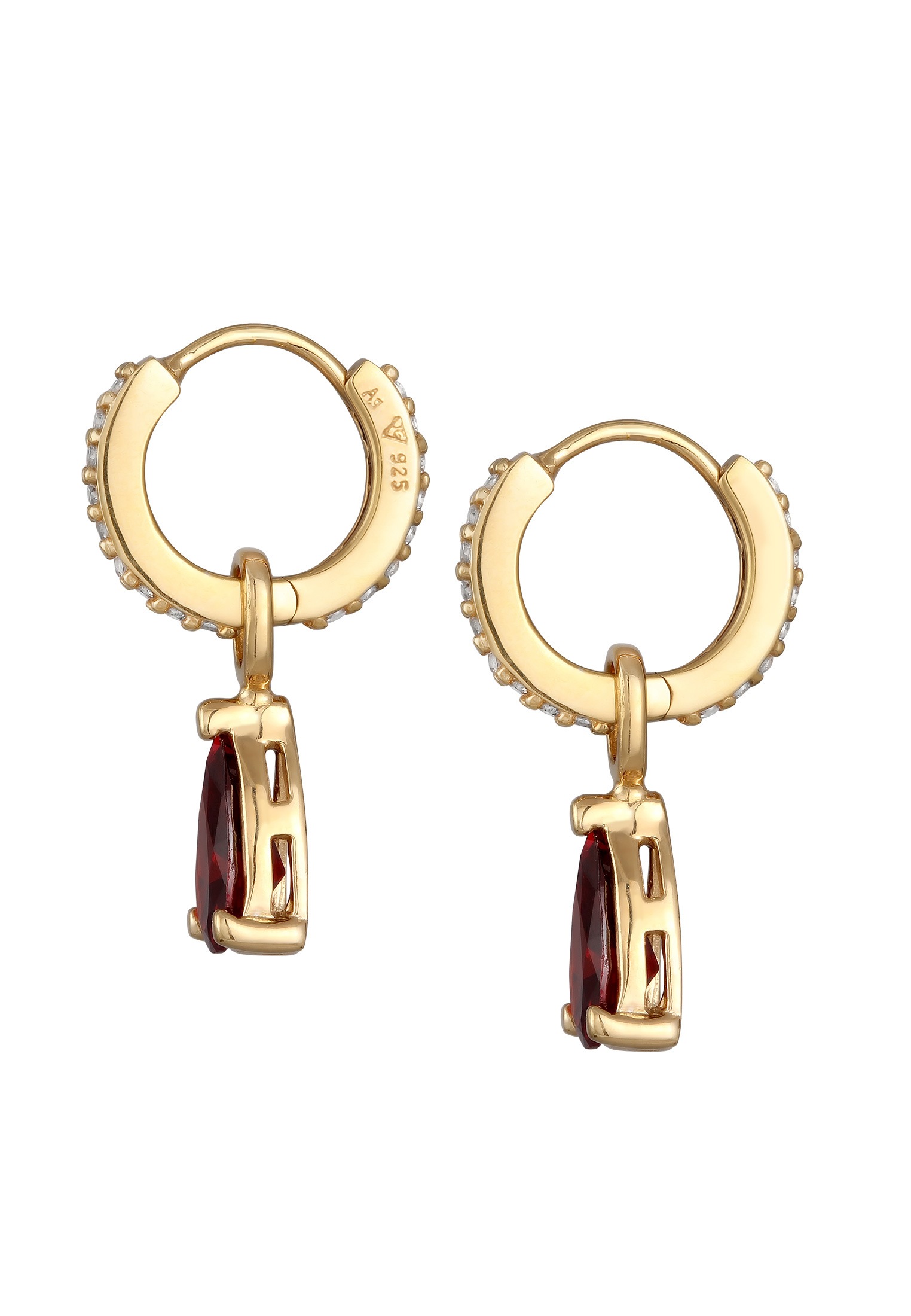 Elli Paar Creolen »Ohrringe Creolen Tropfen Zirkonia 925 Sterling Silber vergoldet«