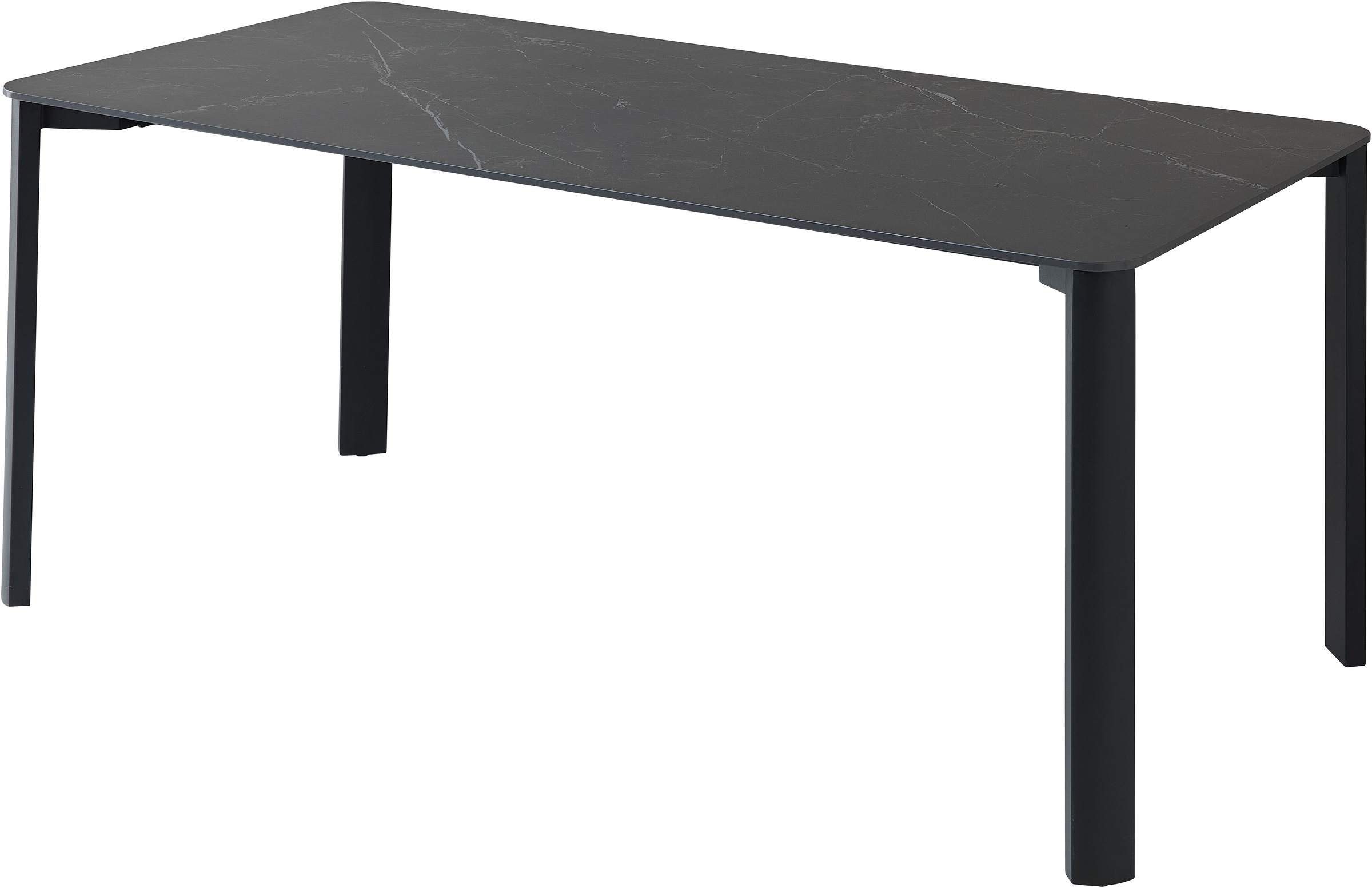 Stolkom Esstisch »Lenni Esszimmertisch Keramik, Schwarz marmoriert BxHxT 180x76x90 cm«, Keramikoberfläche schwarz marmoriert, Metallgestell schwarz matt