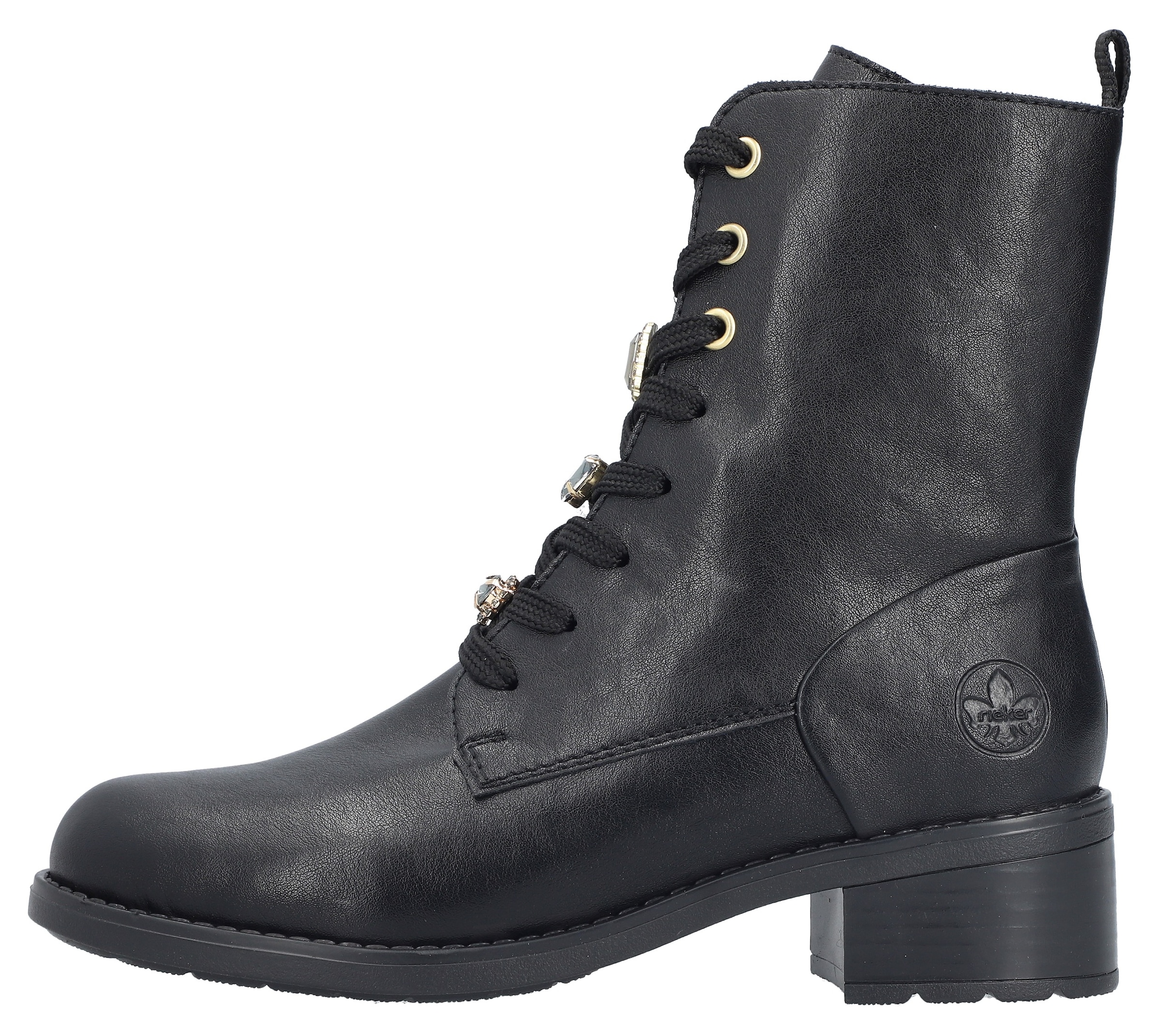 Rieker Winterstiefelette  Schnürstiefelette, Boots, Blockabsatz, mit Schmuckelementen