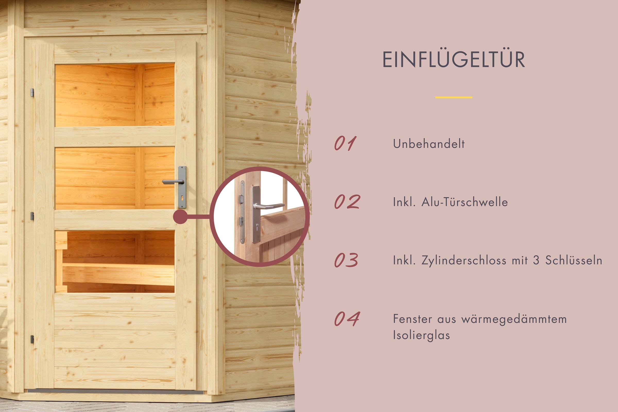 Karibu Saunahaus »Ralf« Set,  Ofen 9 KW externe Strg easy