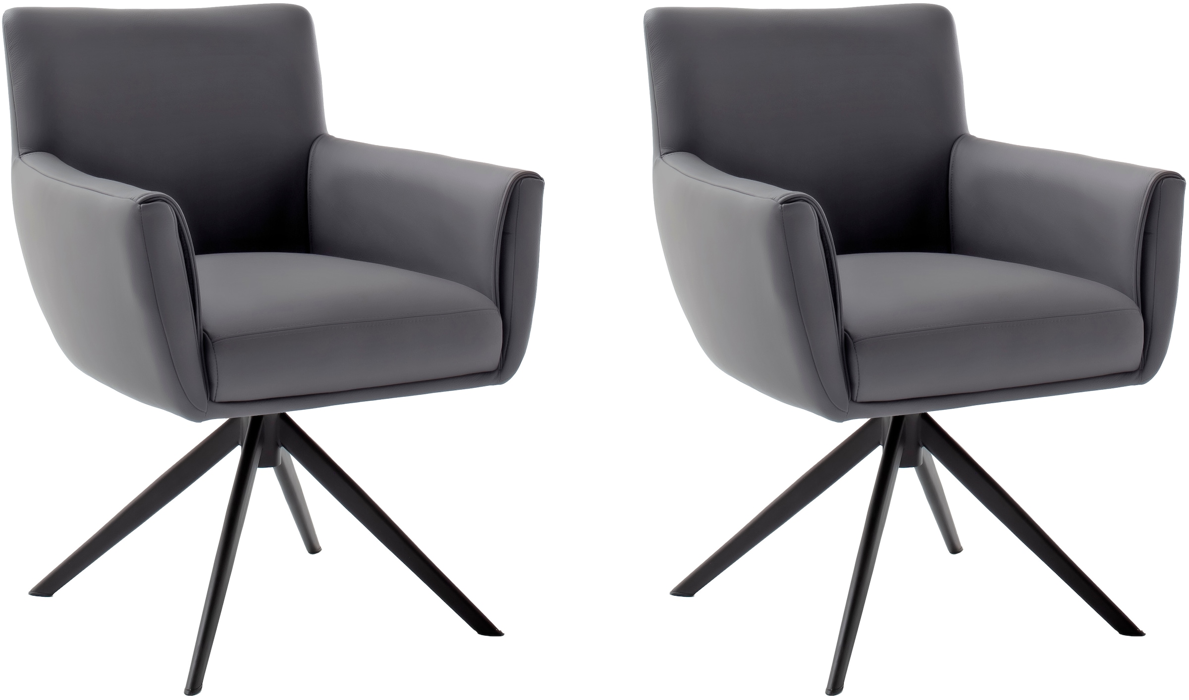 MCA furniture 4-Fußstuhl »WILSON Esszimmerstuhl, Armlehnstuhl, Polsterstuhl, modern«, (Set), 2 St., Leder, Stuhl, Armlehnenstuhl, drehbar, Taschenfederkern, belastbar 160 kg,XXL