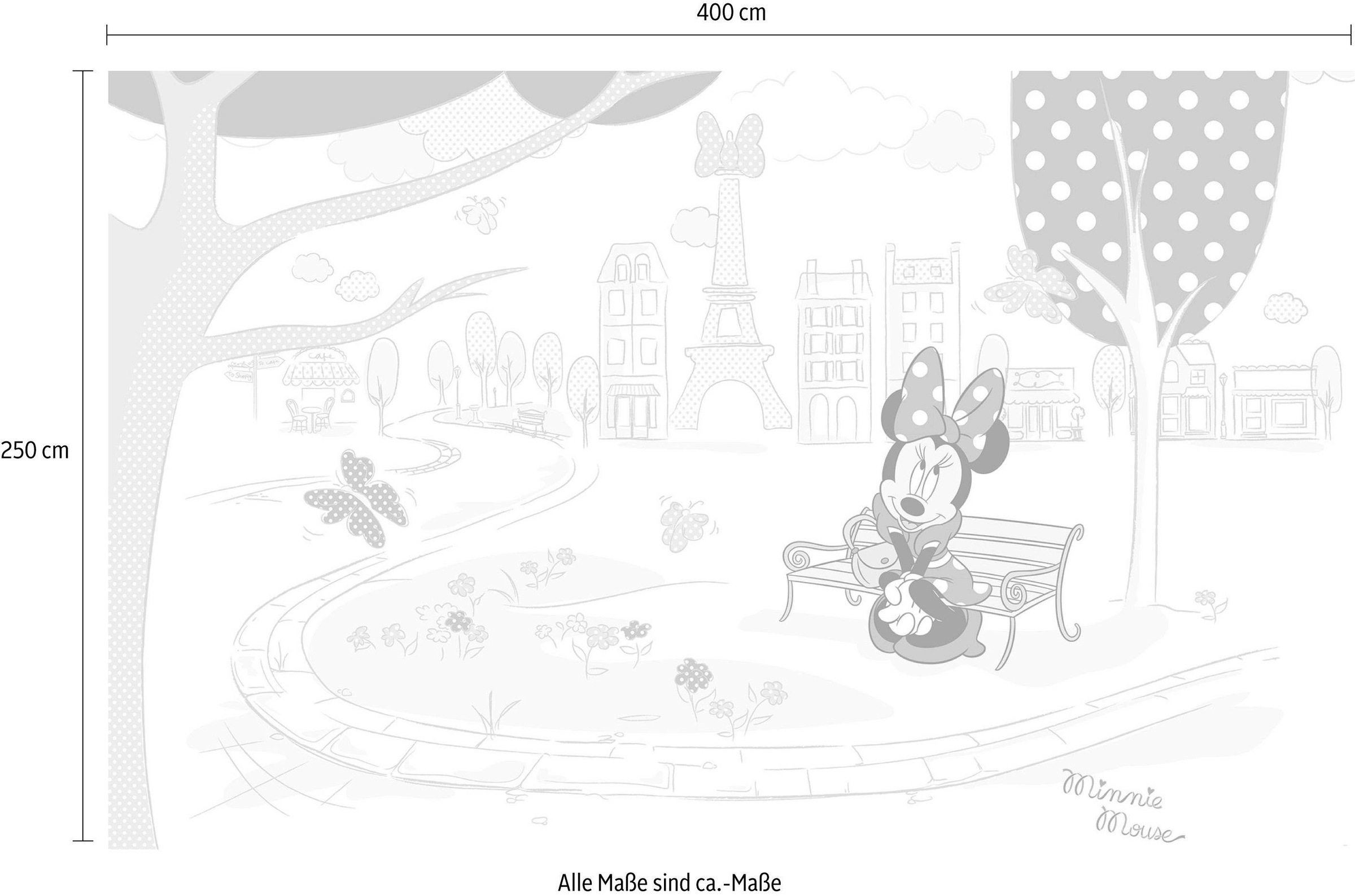 Komar Vliestapete »Digitaldruck Vlies - Minnie in Paris - Größe 400 x 250 cm«, bedruckt, Wohnzimmer, Schlafzimmer