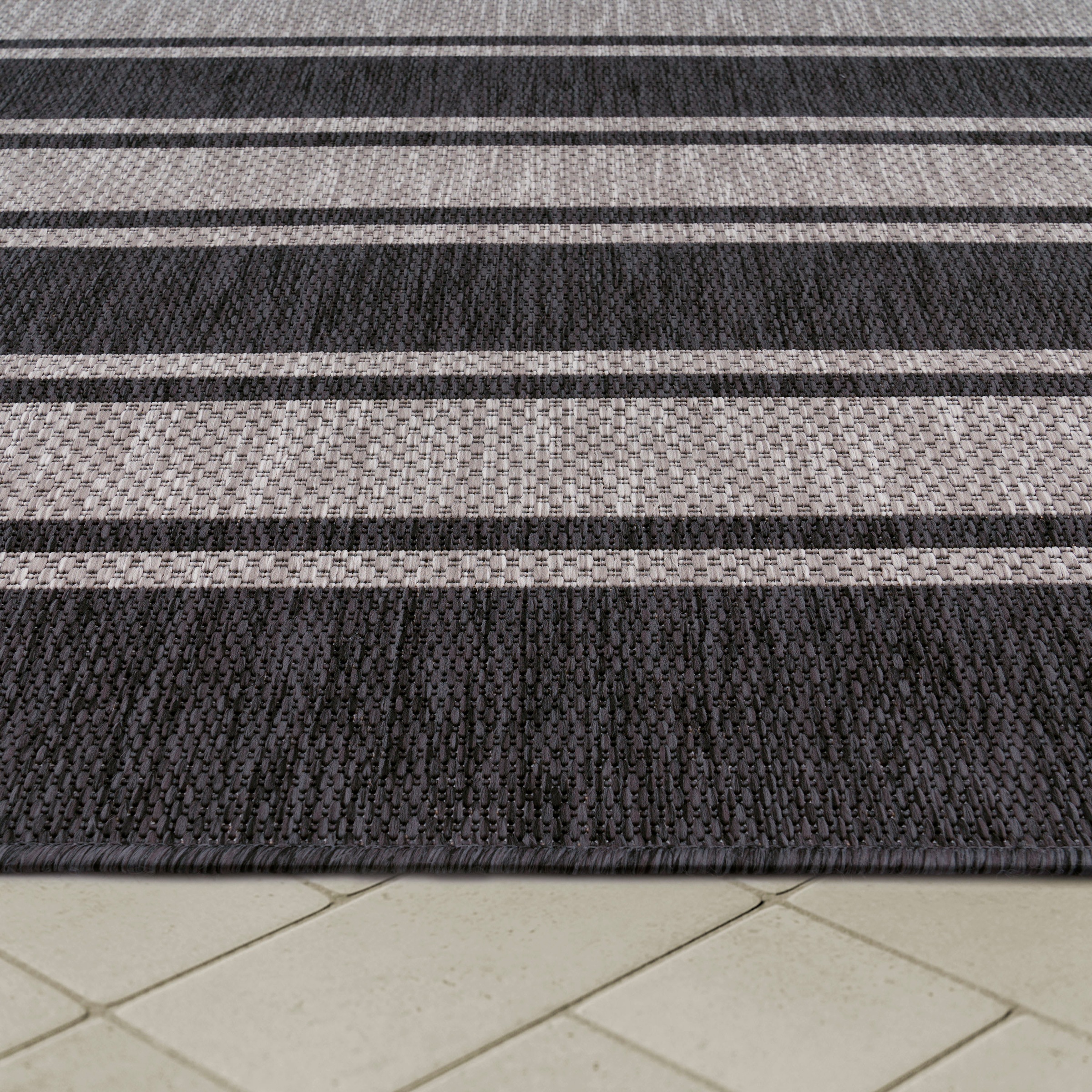 Paco Home Teppich »Roma 273«, rechteckig, 4 mm Höhe, Flachgewebe, gestreift, In- und Outdoor geeignet