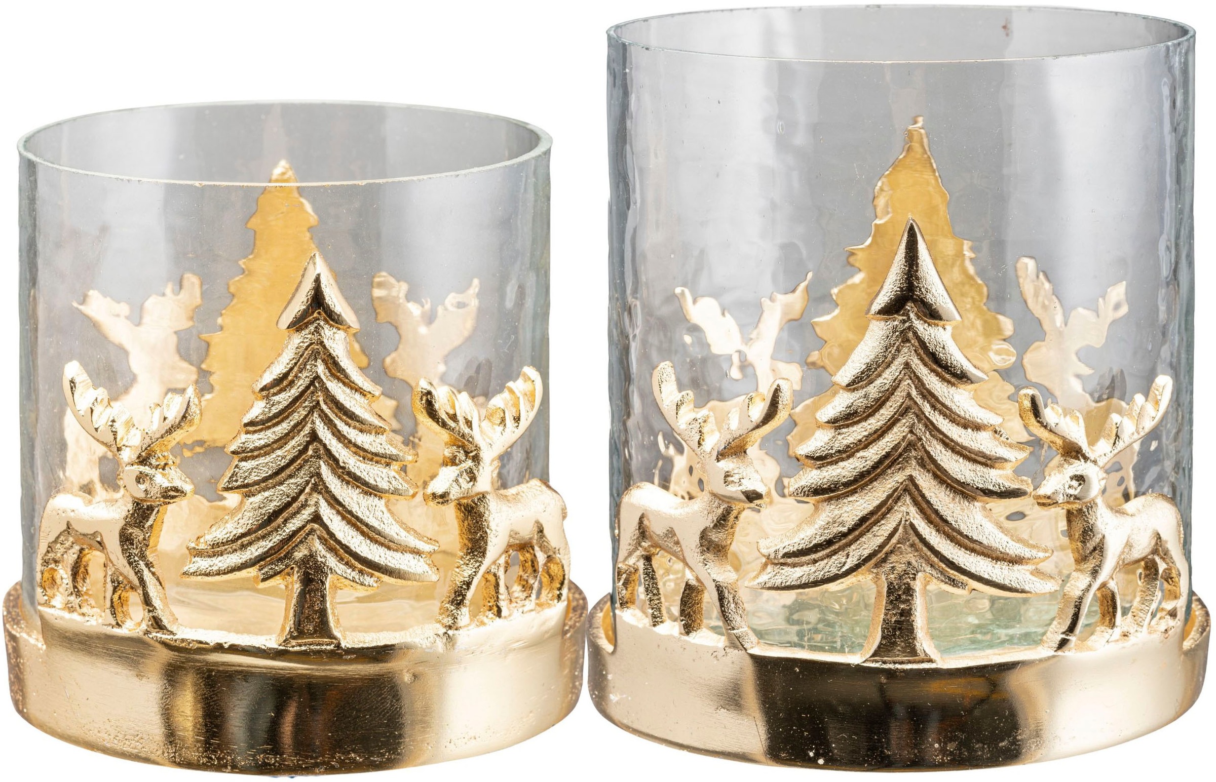 2 und 10 Creativ OTTO Höhe Tanne, mit Weihnachtslandschaft, und 15 (Set, St.), Teelichthalter, Reh«, Baum + mit Windlicht Weihnachtsdeko Hirsch home cm bei »Kerzenhalter