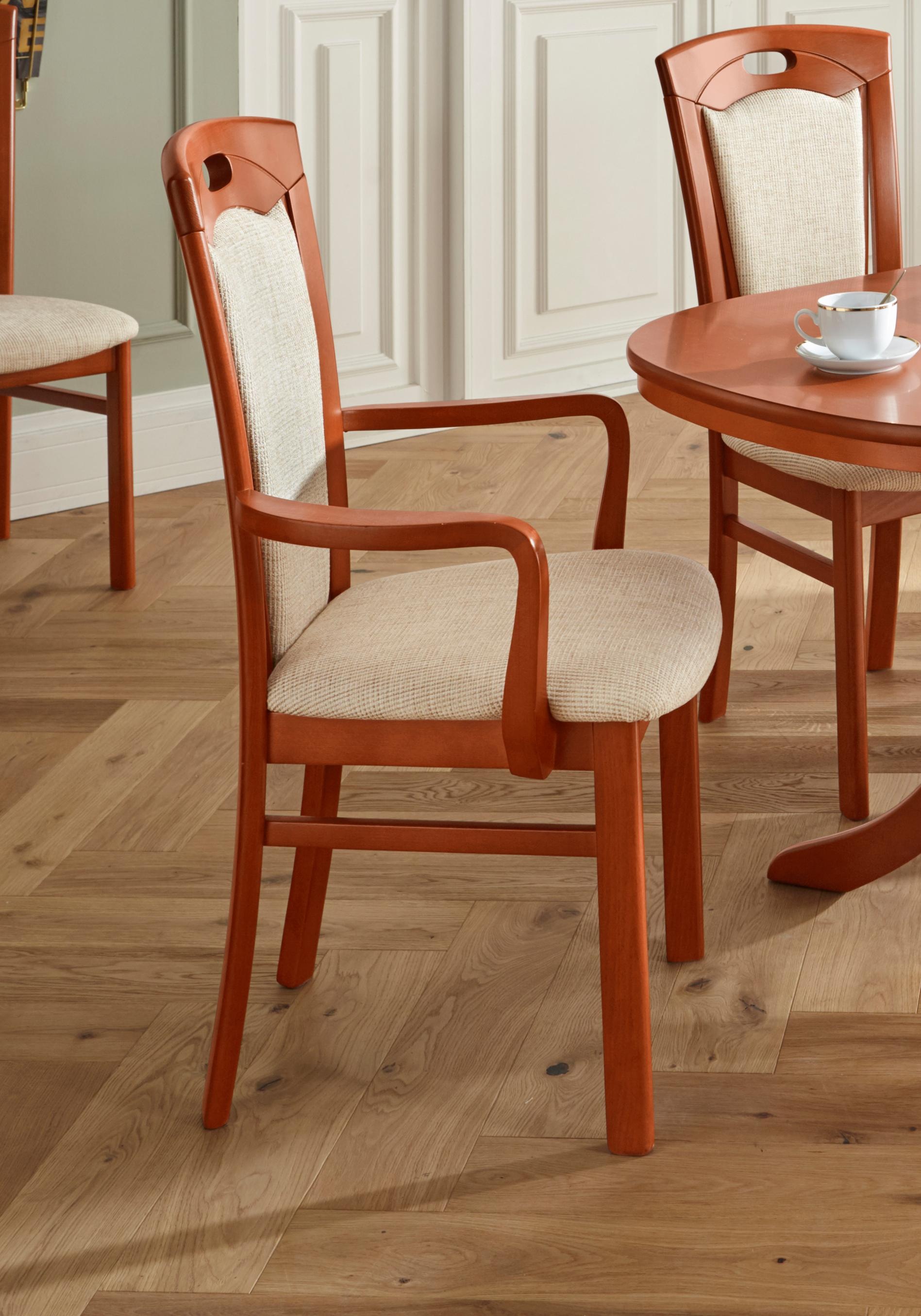 Home affaire Esszimmerstuhl »FERDI, Armlehnstuhl, Made in Italy, Massivholz«, Struktur, Bezug Feinstruktur (wasser-und fleckabweisend) oder Struktur