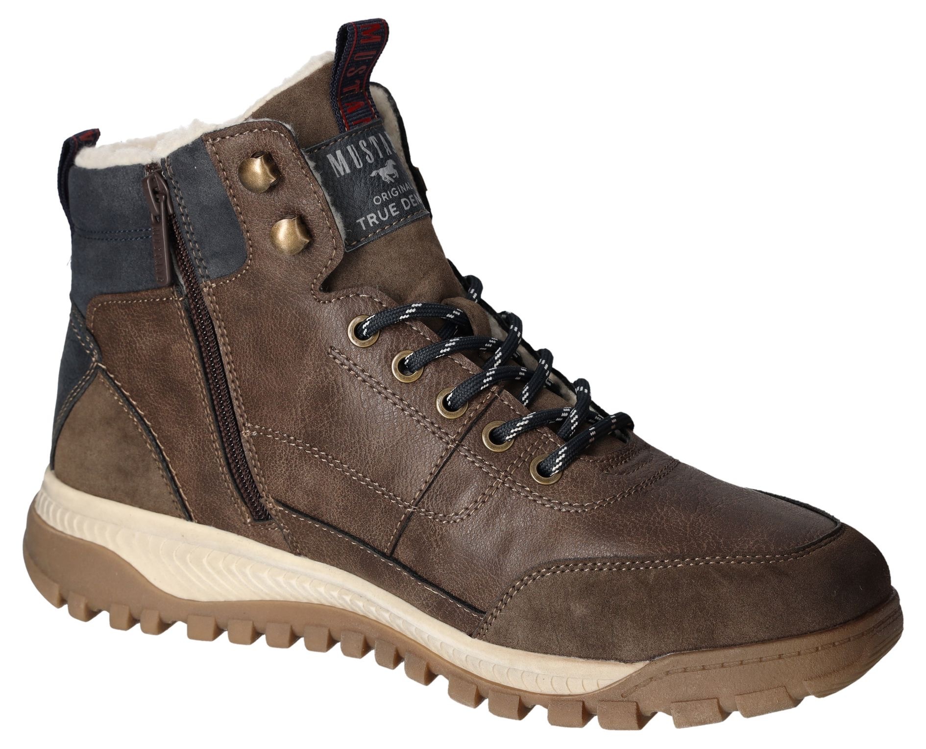 Mustang Shoes Winterboots, Keilabsatz, Schnürboots, Stiefelette mit Kontrastbesatz